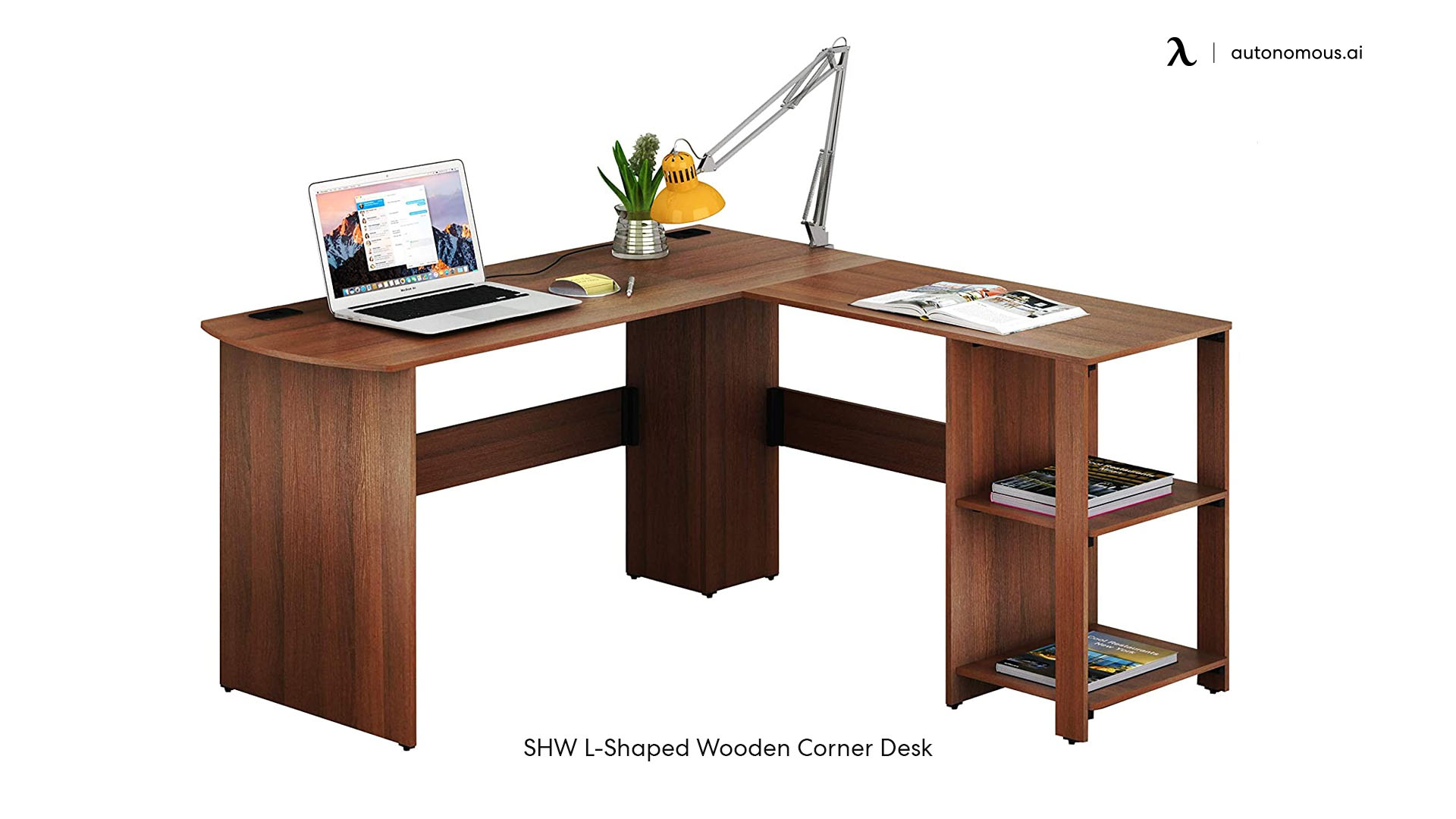 SHW L Shaped Wooden Corner Desk