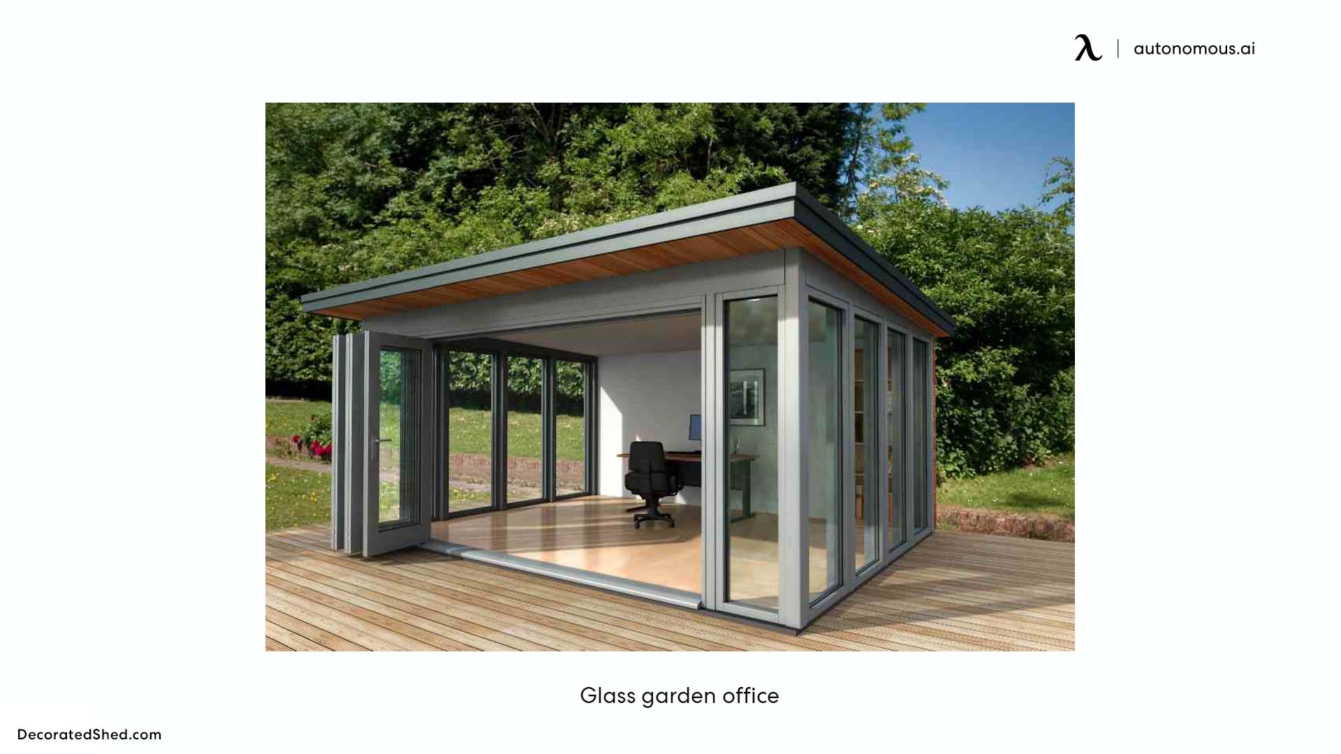 Glass prefab office shed