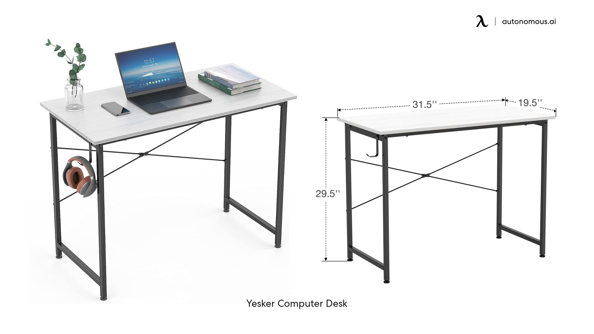 Yesker white desk with black legs
