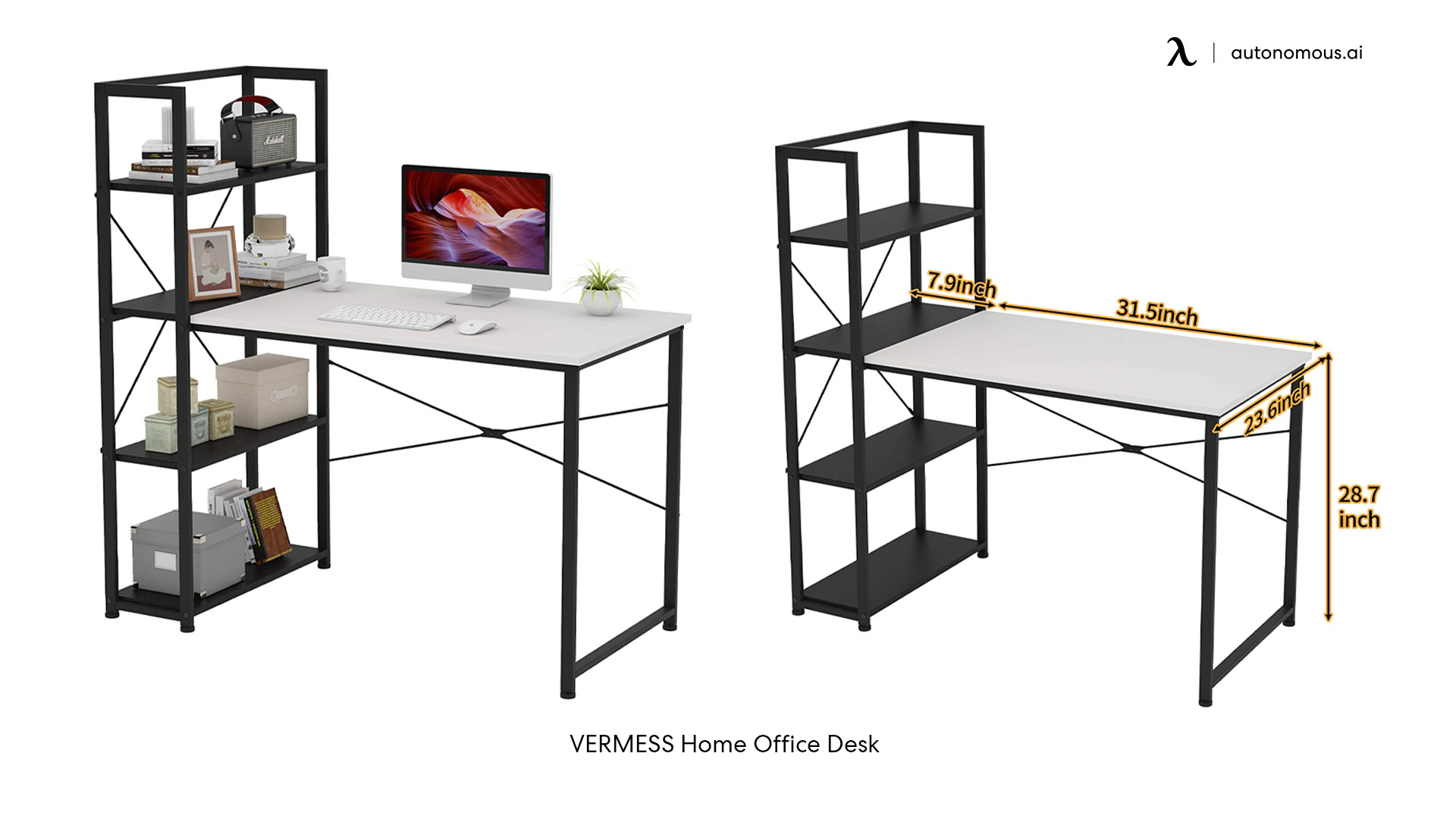 VERMESS white desk with black legs