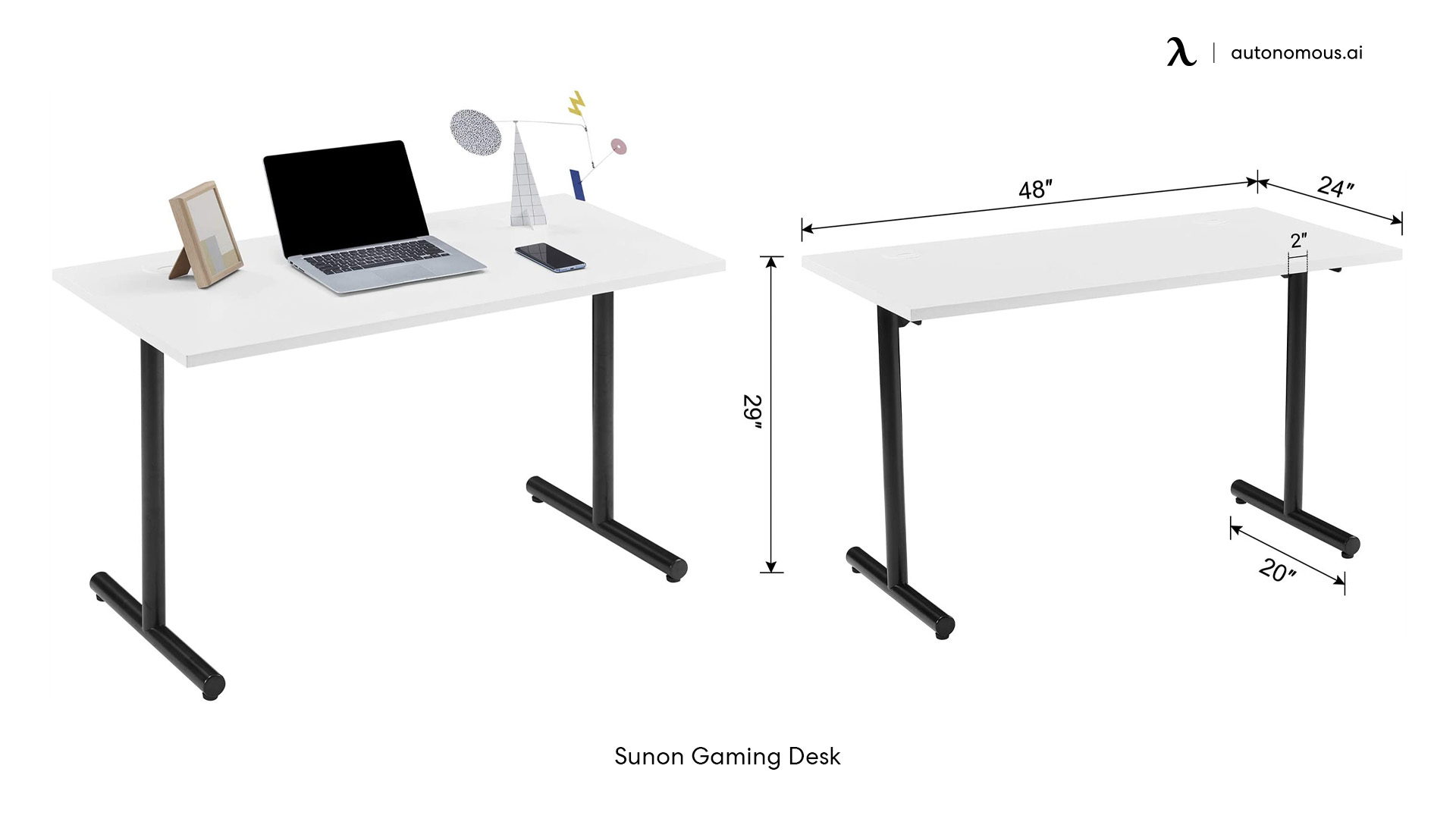 Sunon white desk with black legs