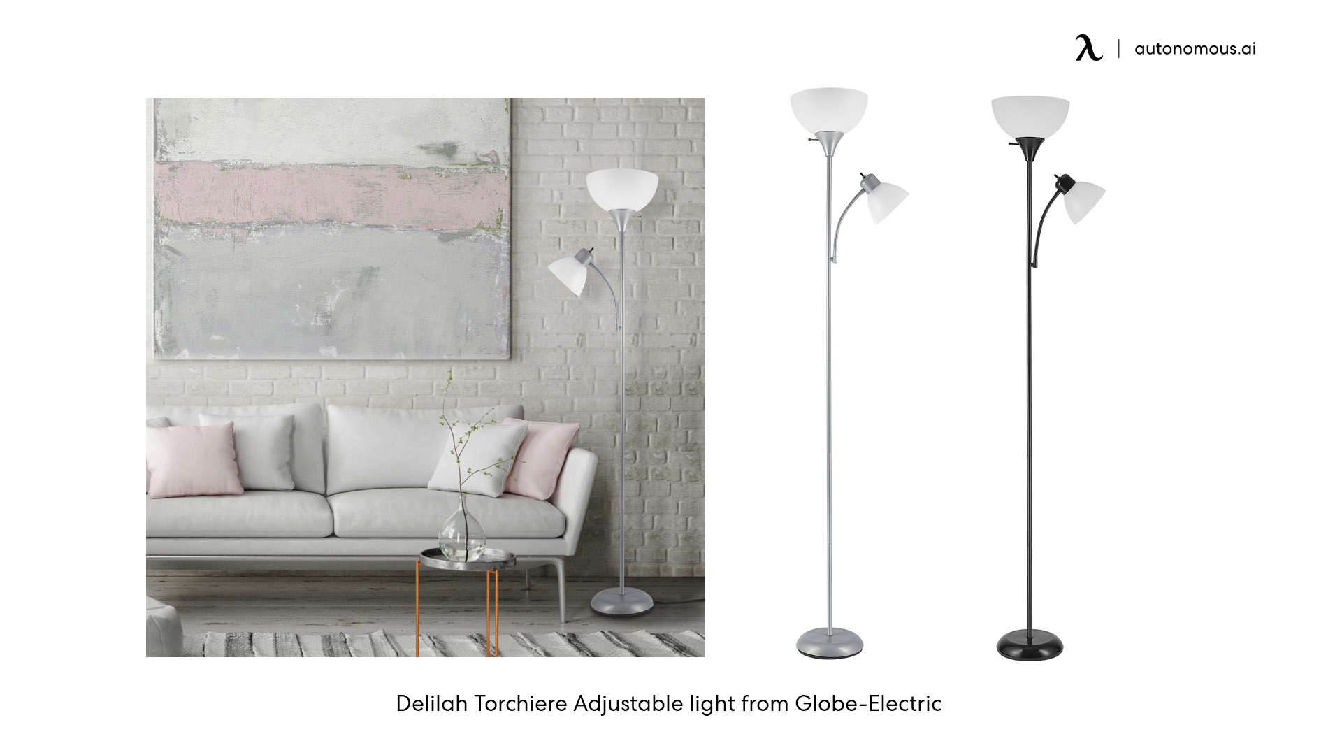 Delilah Torchiere Adjustable light from Globe-Electric