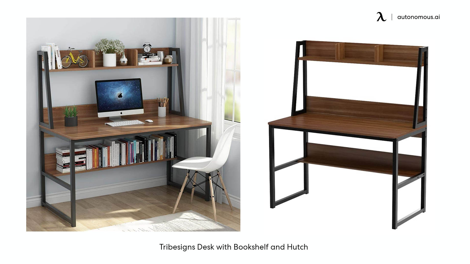 Tribesigns Desk with Bookshelf and Hutch
