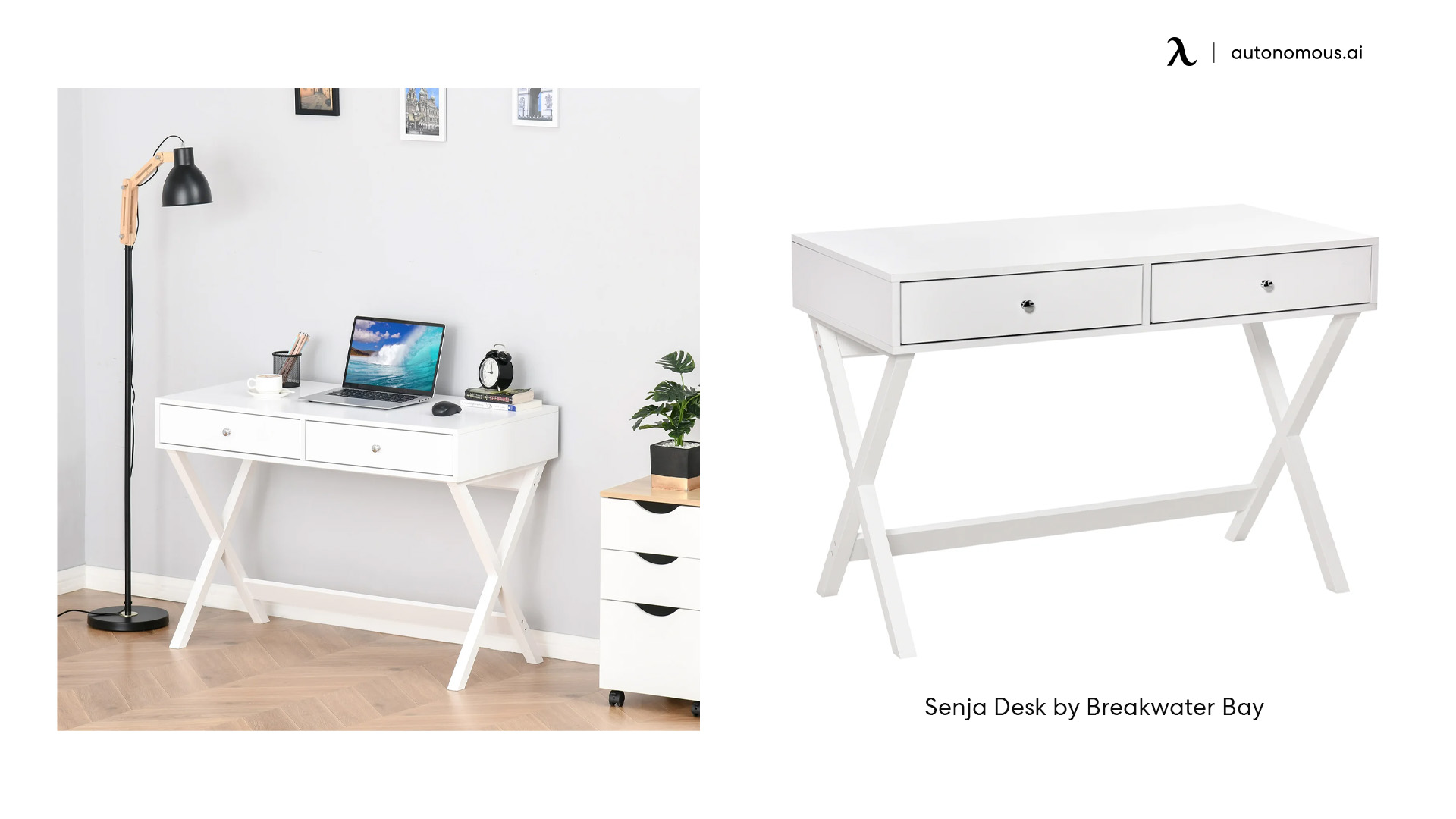 White desk with X Leg Base