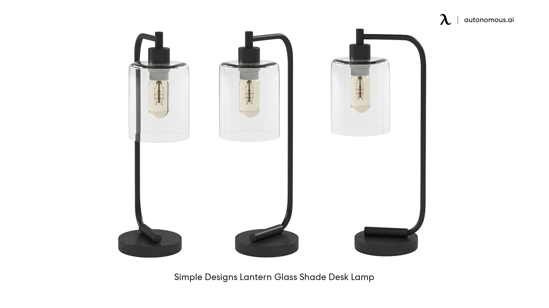 Simple Designs Lantern Glass Shade Desk Lamp