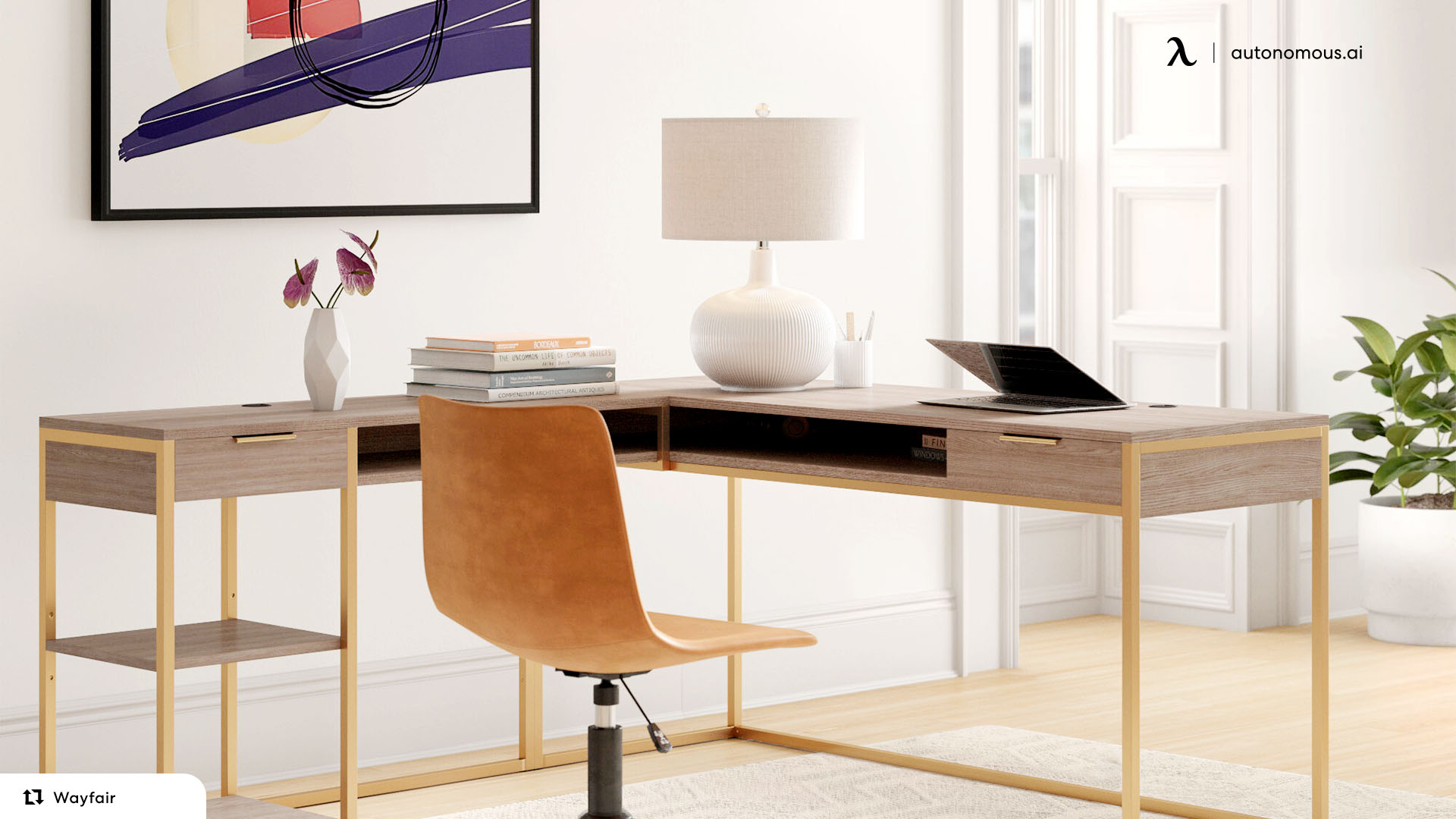More Professional Look with L-shaped desk for a home office