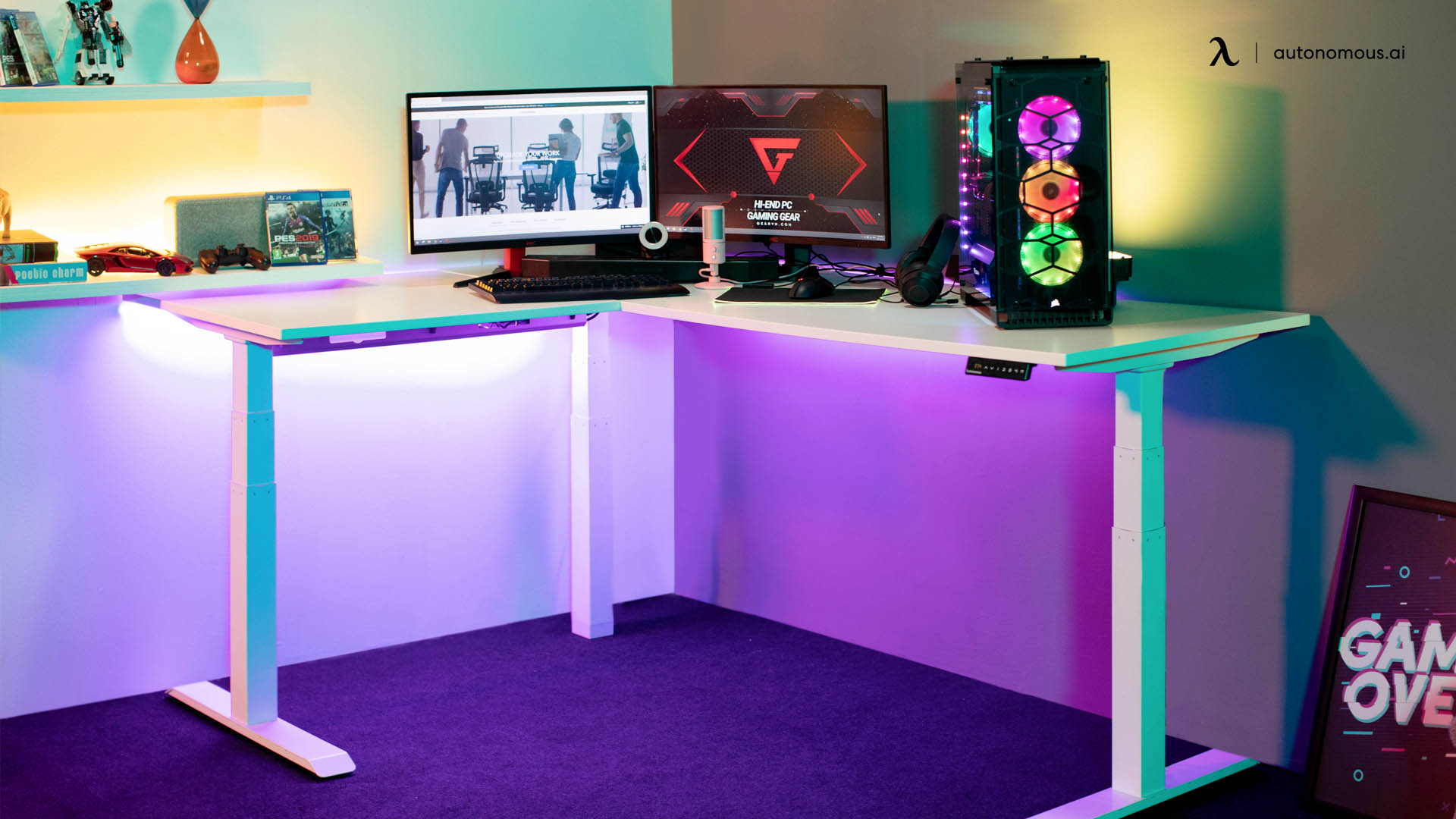 Desk in gaming laptop setup