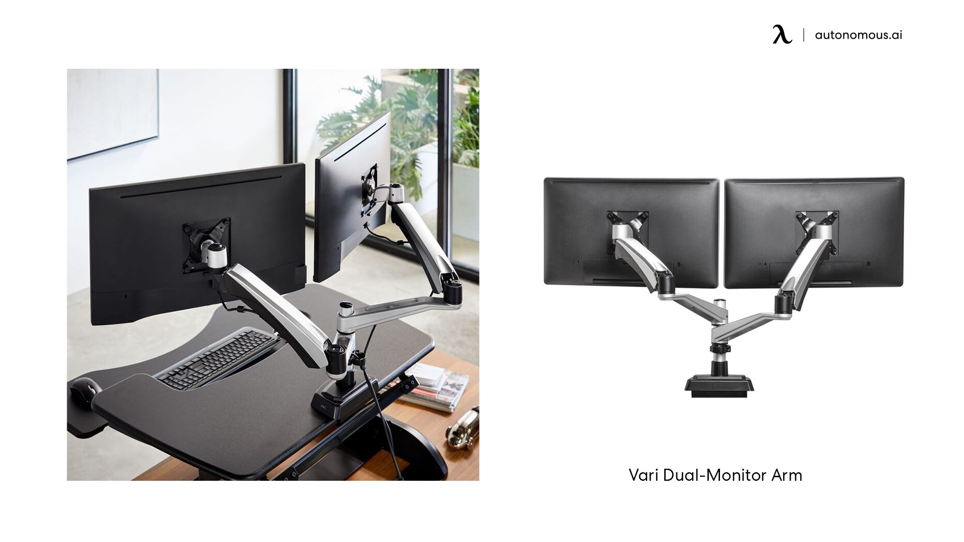 Vari Dual monitor arm side of desk