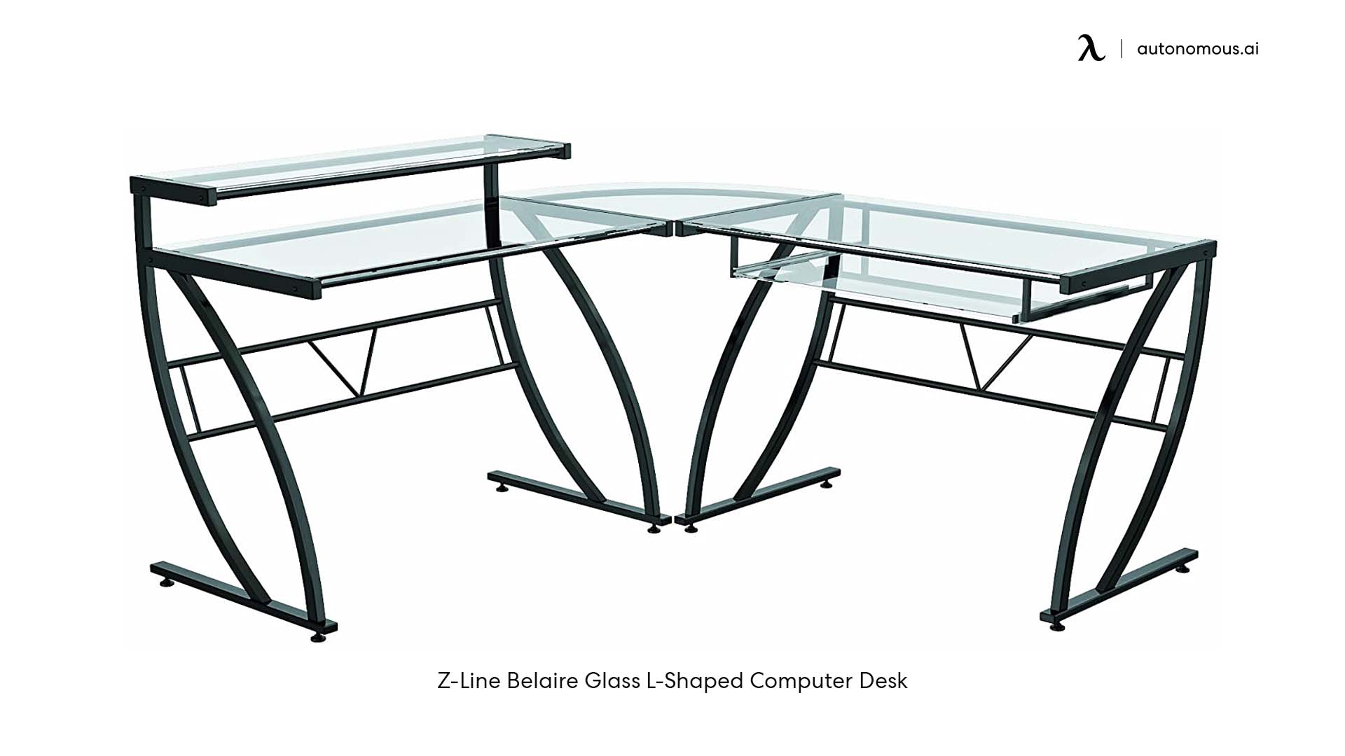 Z-Line Belaire Glass L-Shaped Computer Desk