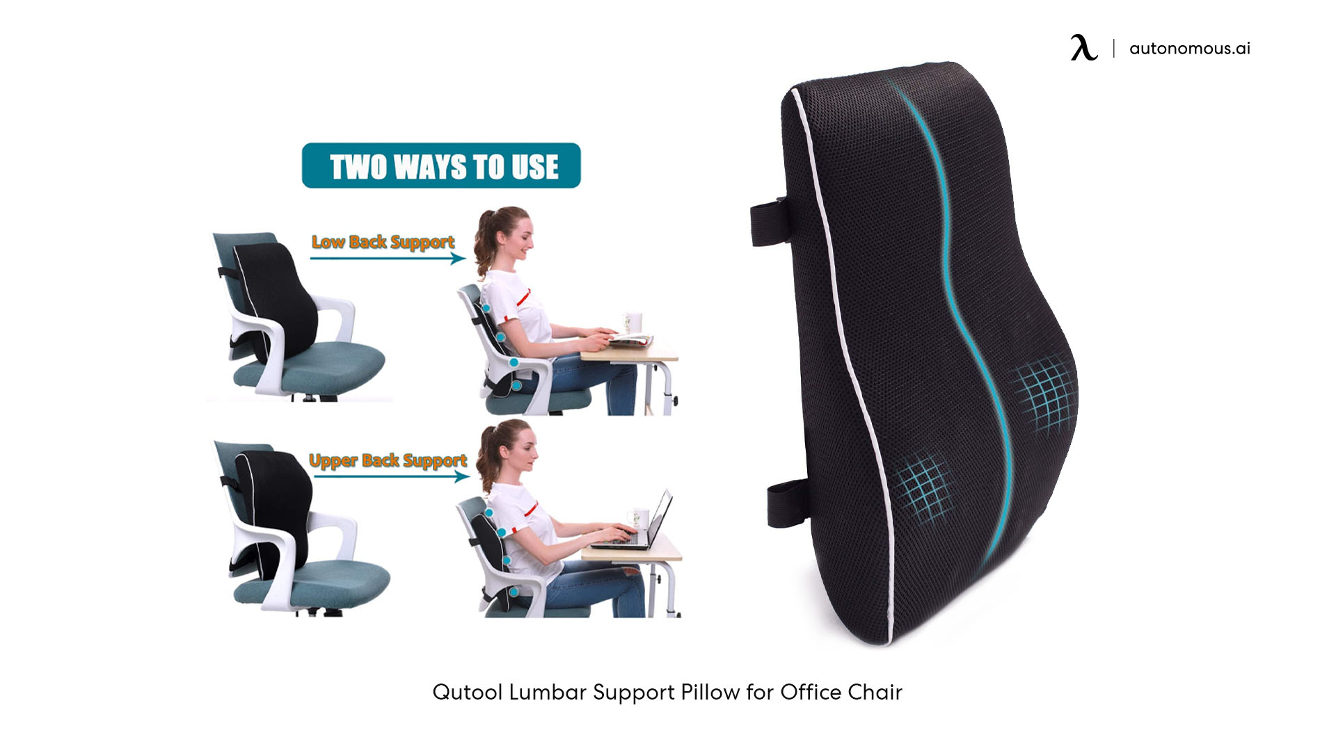 Back Support Lumbar Pillow RS1 - Upper and Lower Back for Office Chair Car  Seat