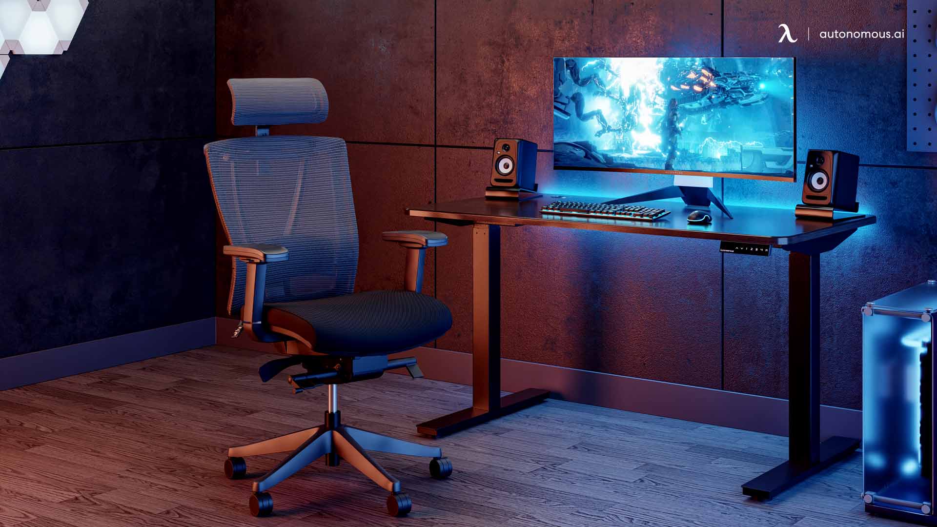Standing height adjustable gaming desk
