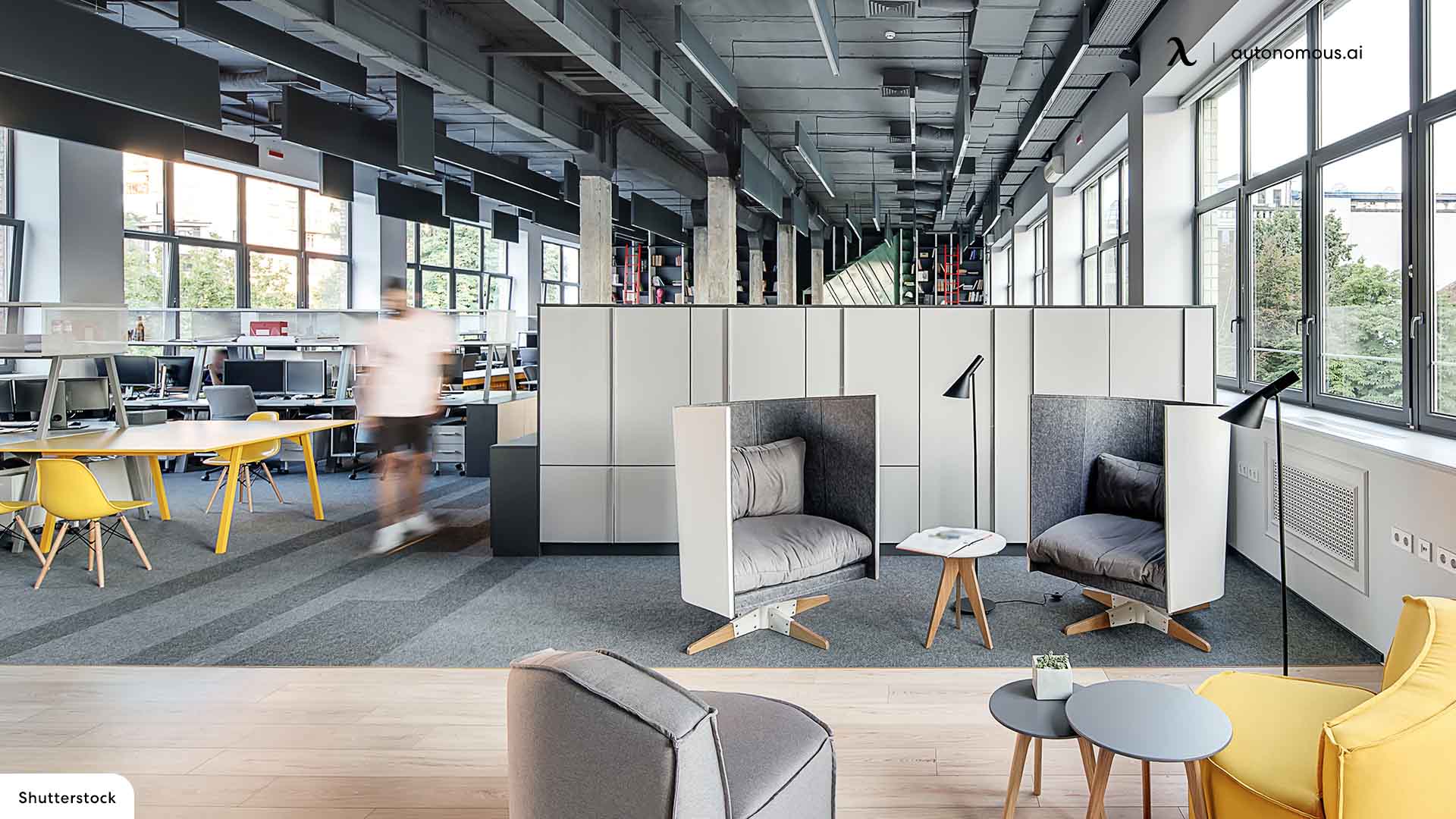 Employee lockers provide an organized workspace