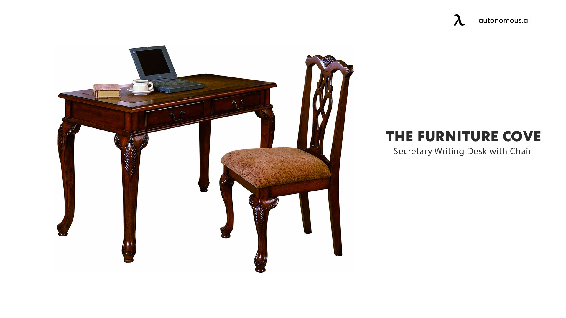 New Dirty Oak Finish Secretary Writing Desk with Chair
