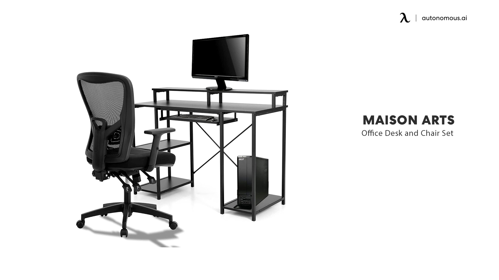 MAISON ARTS black computer desk and chair