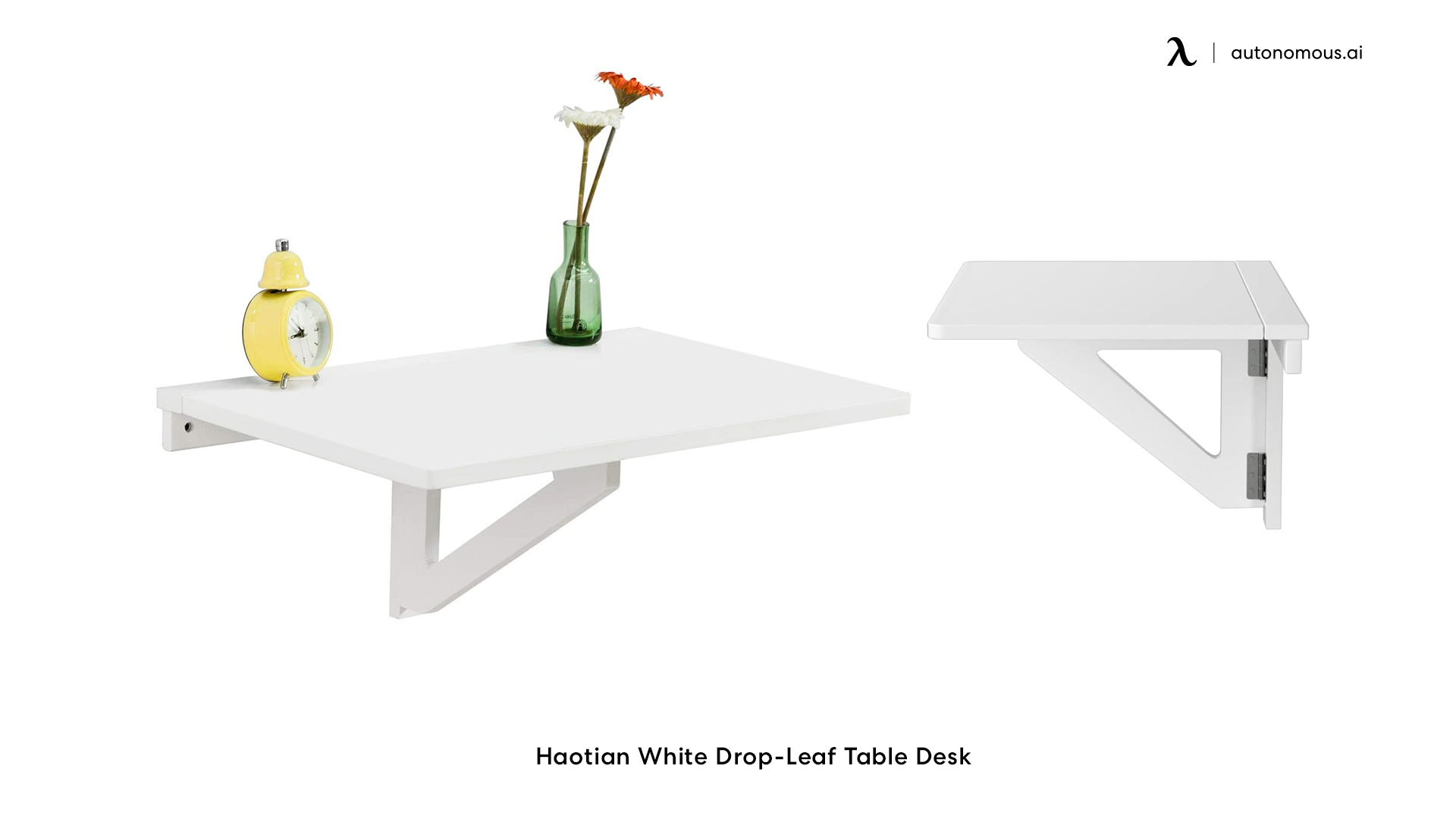 Haotian White Drop-Leaf Table Desk
