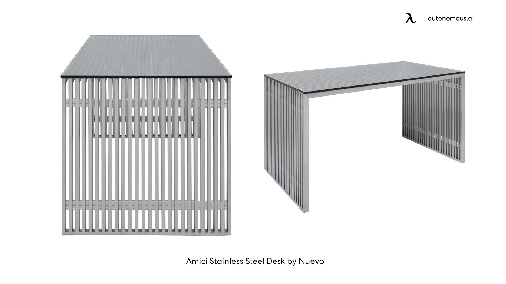 Amici Stainless Steel Desk by Nuevo