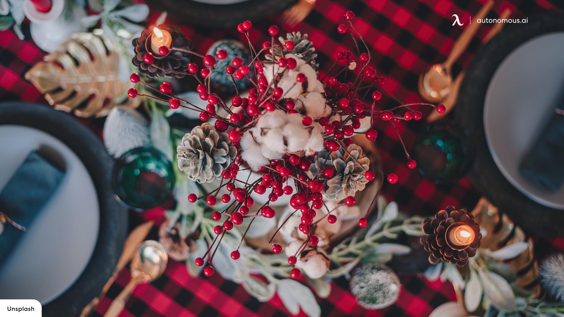 Add a Colorful Vase in christmas desk decorations