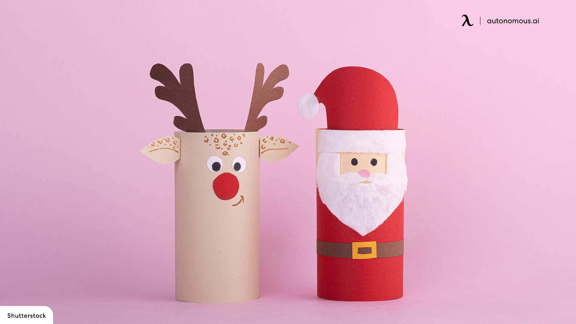 Paper Santas for christmas desk decorations