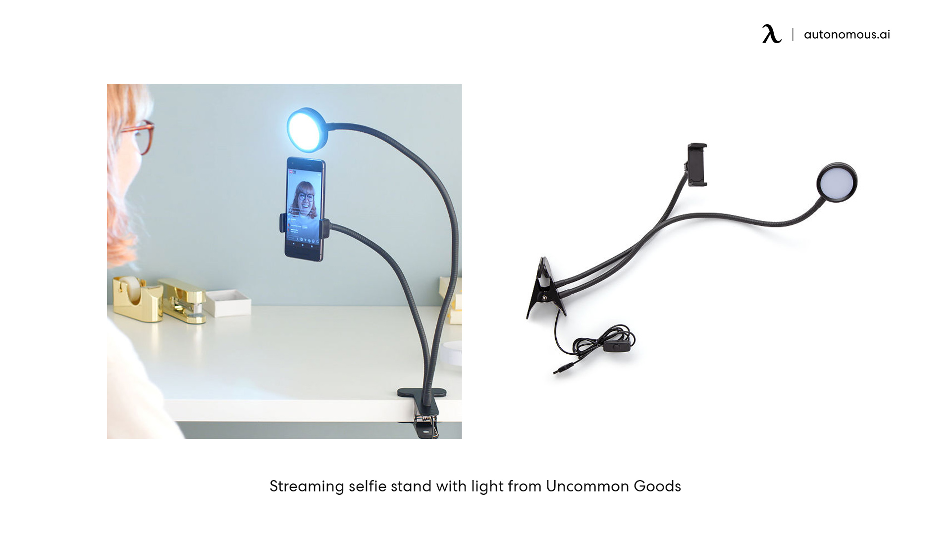 Streaming selfie stand with light from Uncommon Goods