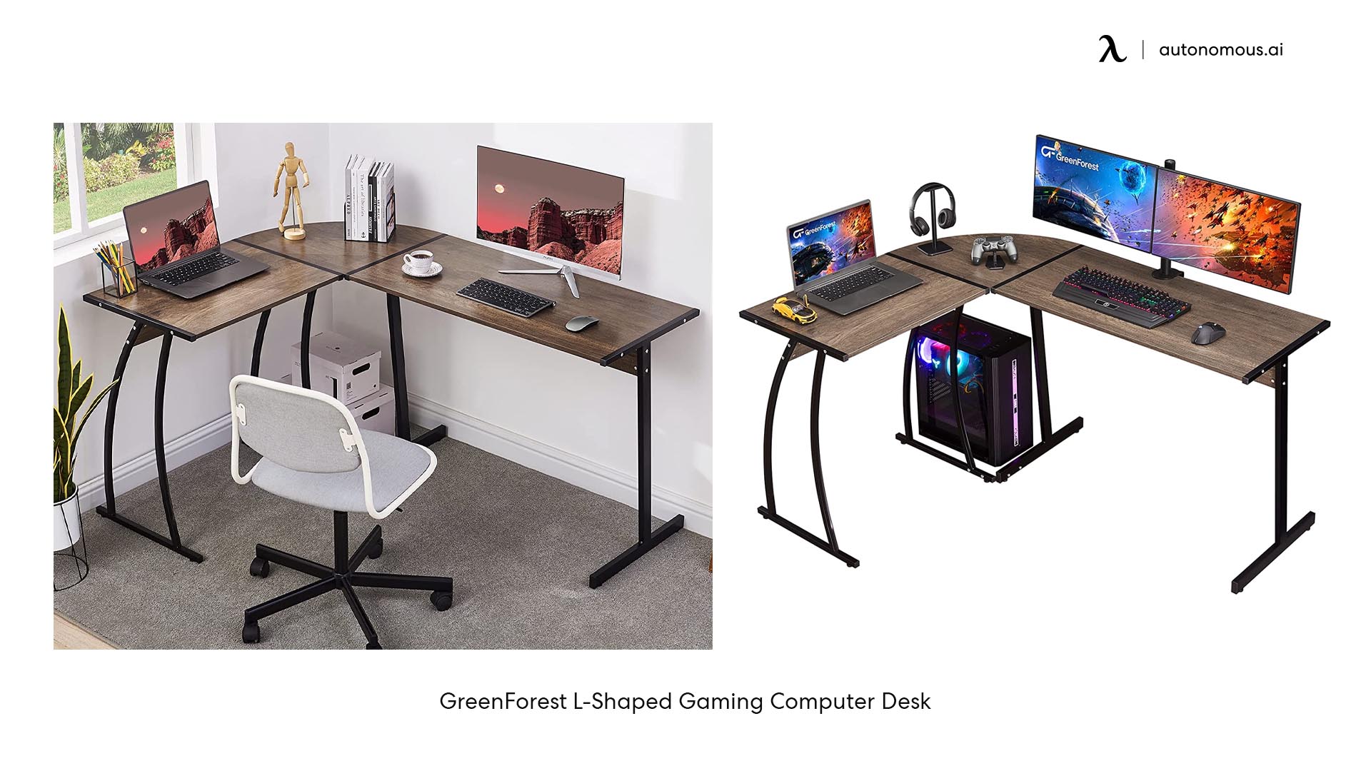 GreenForest L-Shaped Gaming Computer Desk