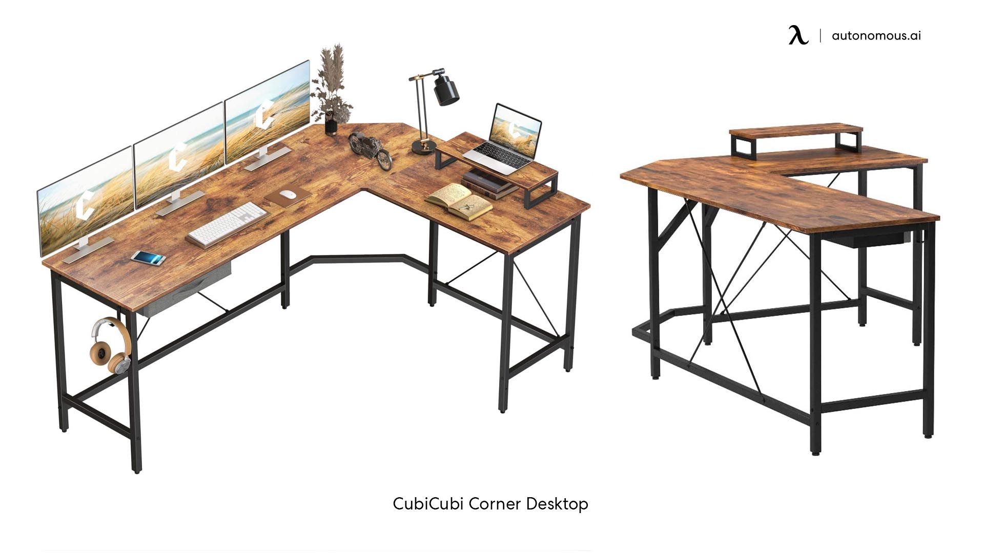 CubiCubi l shaped home office desk with drawers