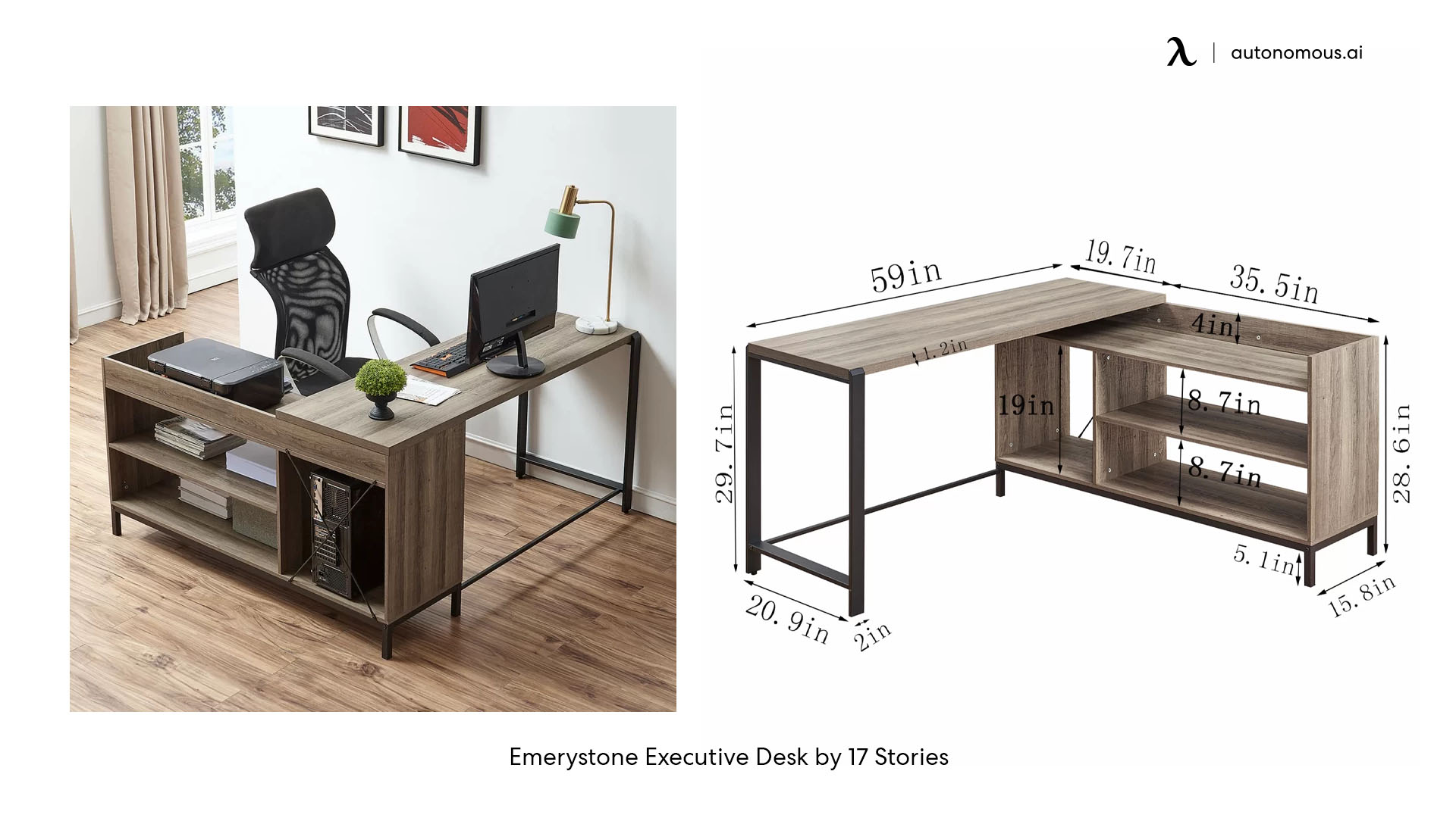 Emerystone Executive Desk by 17 Stories