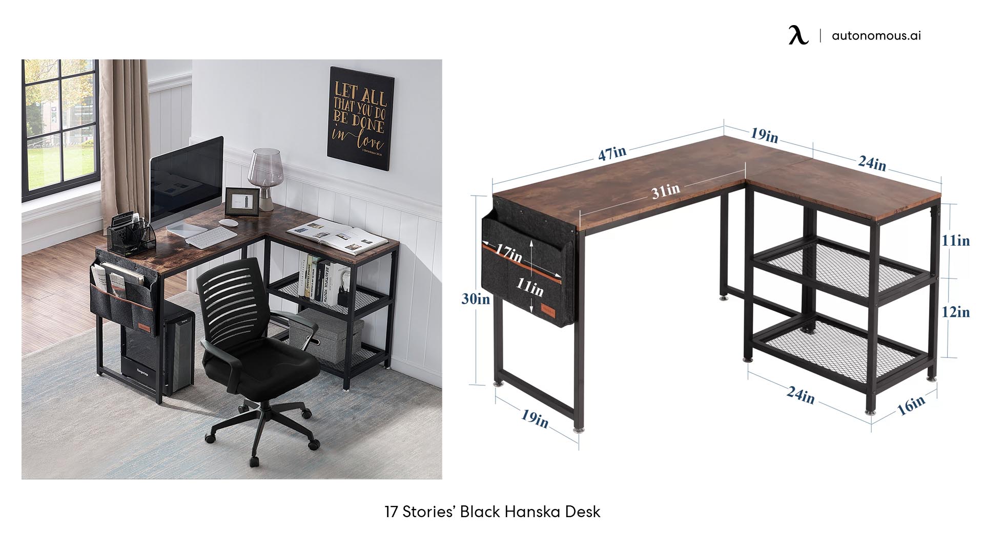 17 Stories black home office desk
