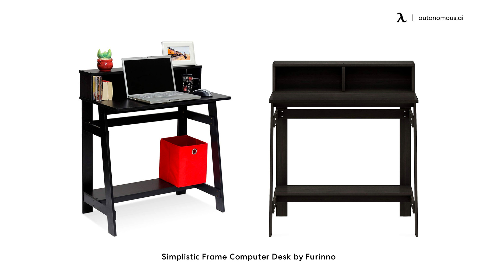Simplistic Frame small black desk by Furinno