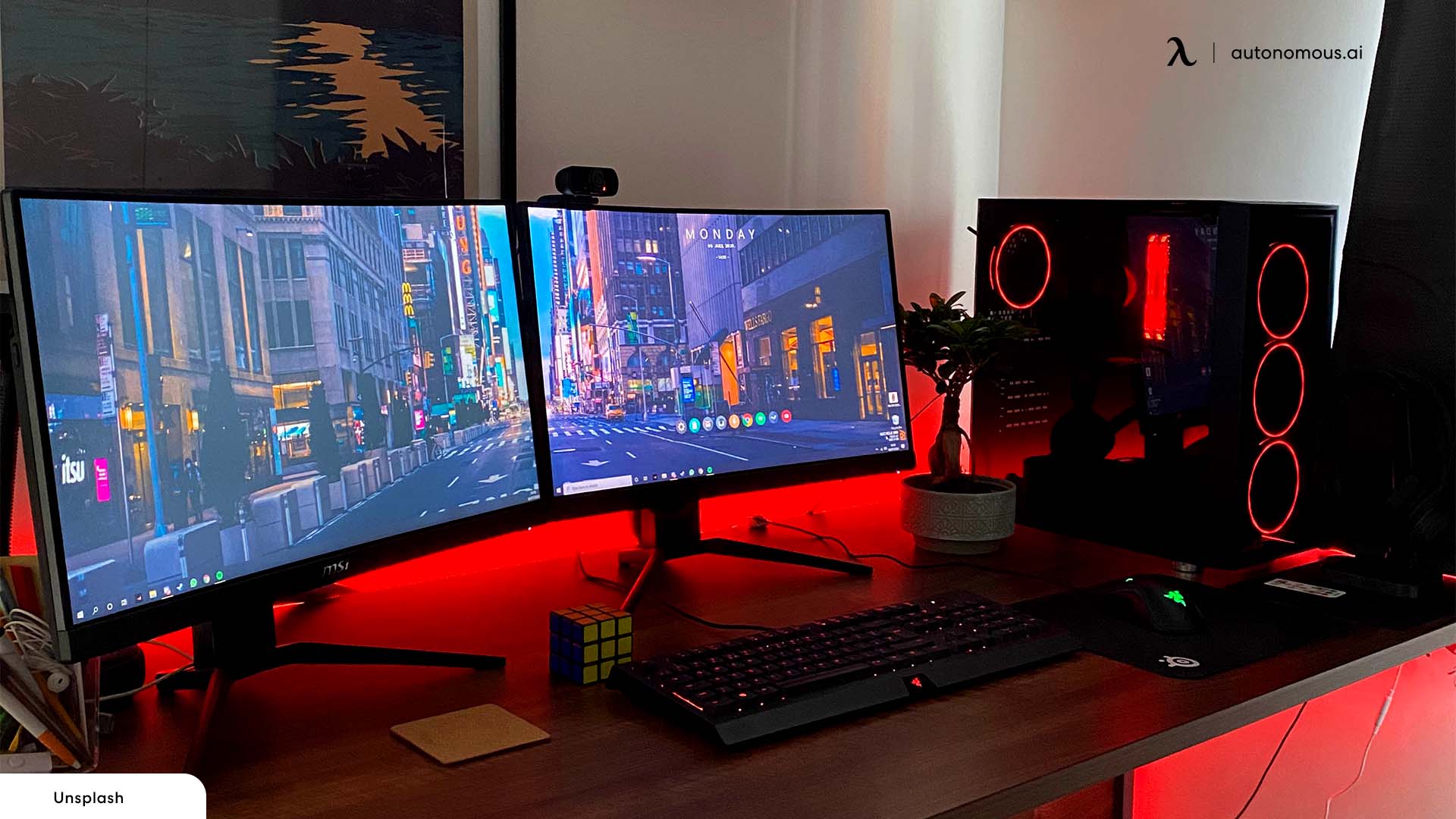 Lights for red and black gaming setup