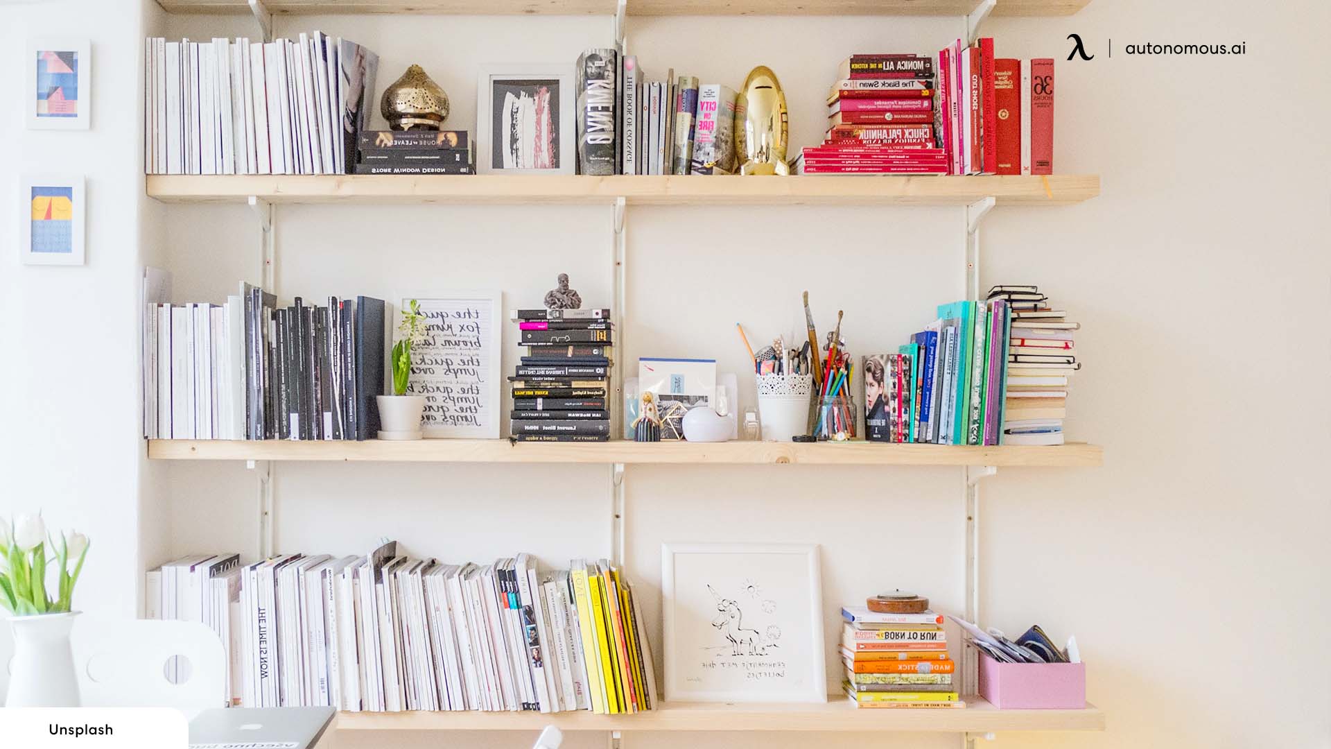 Place Cool Bookshelves for office wall décor