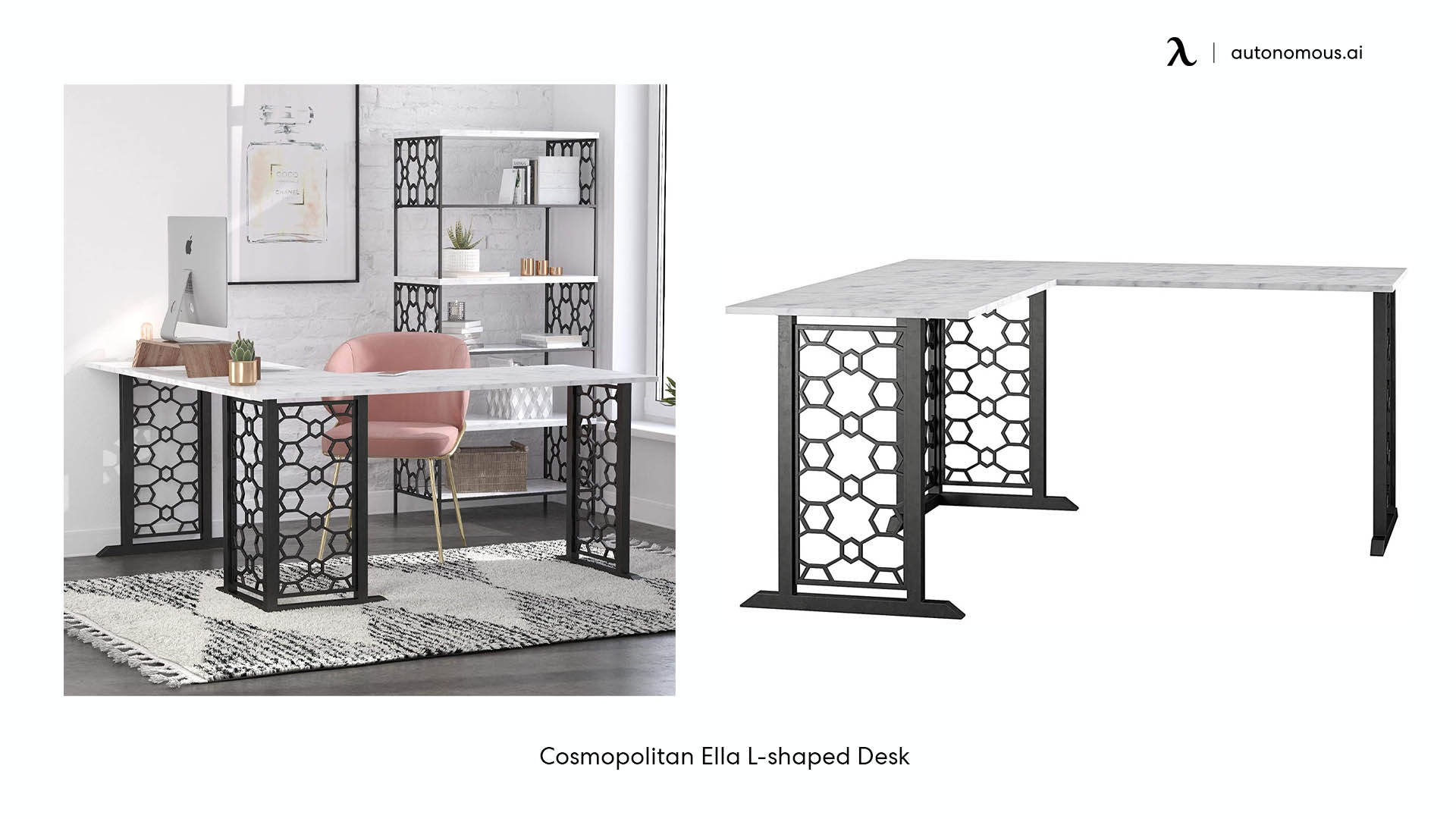 Cosmopolitan black and white desk