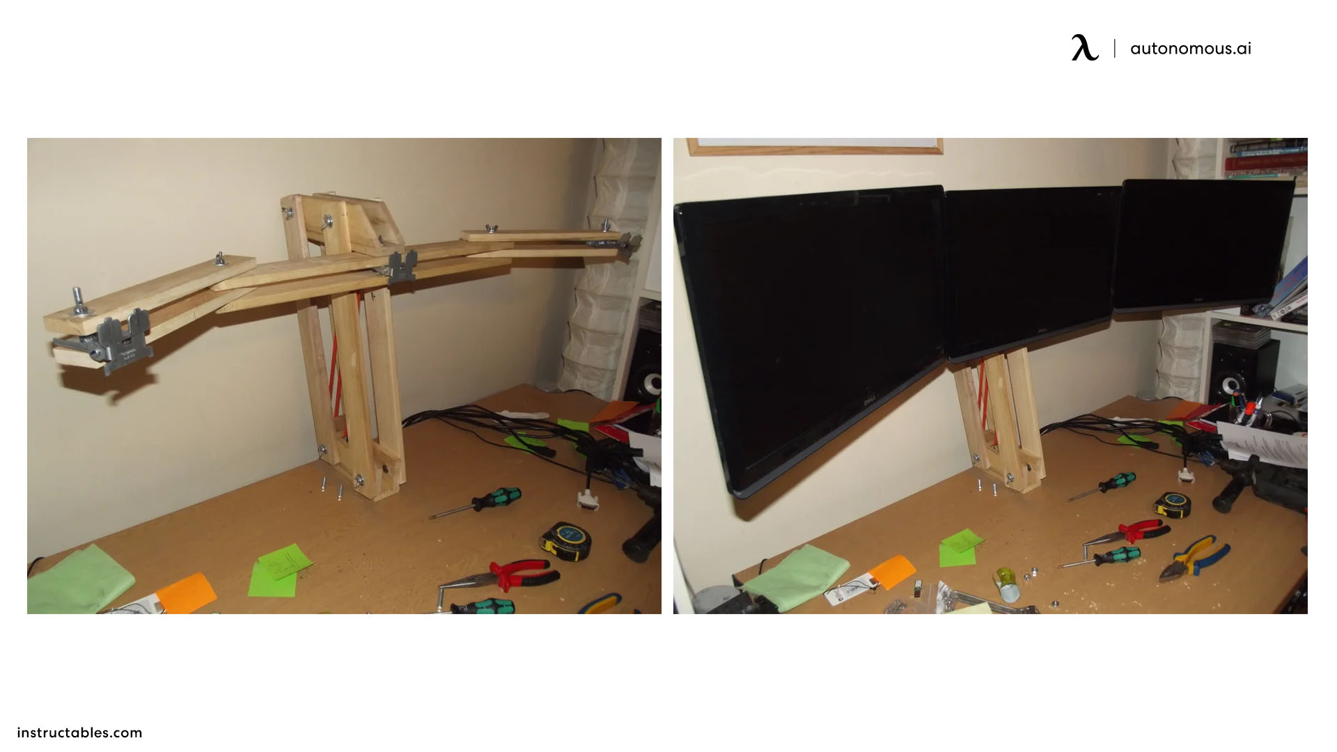 Wooden Arms diy monitor stand