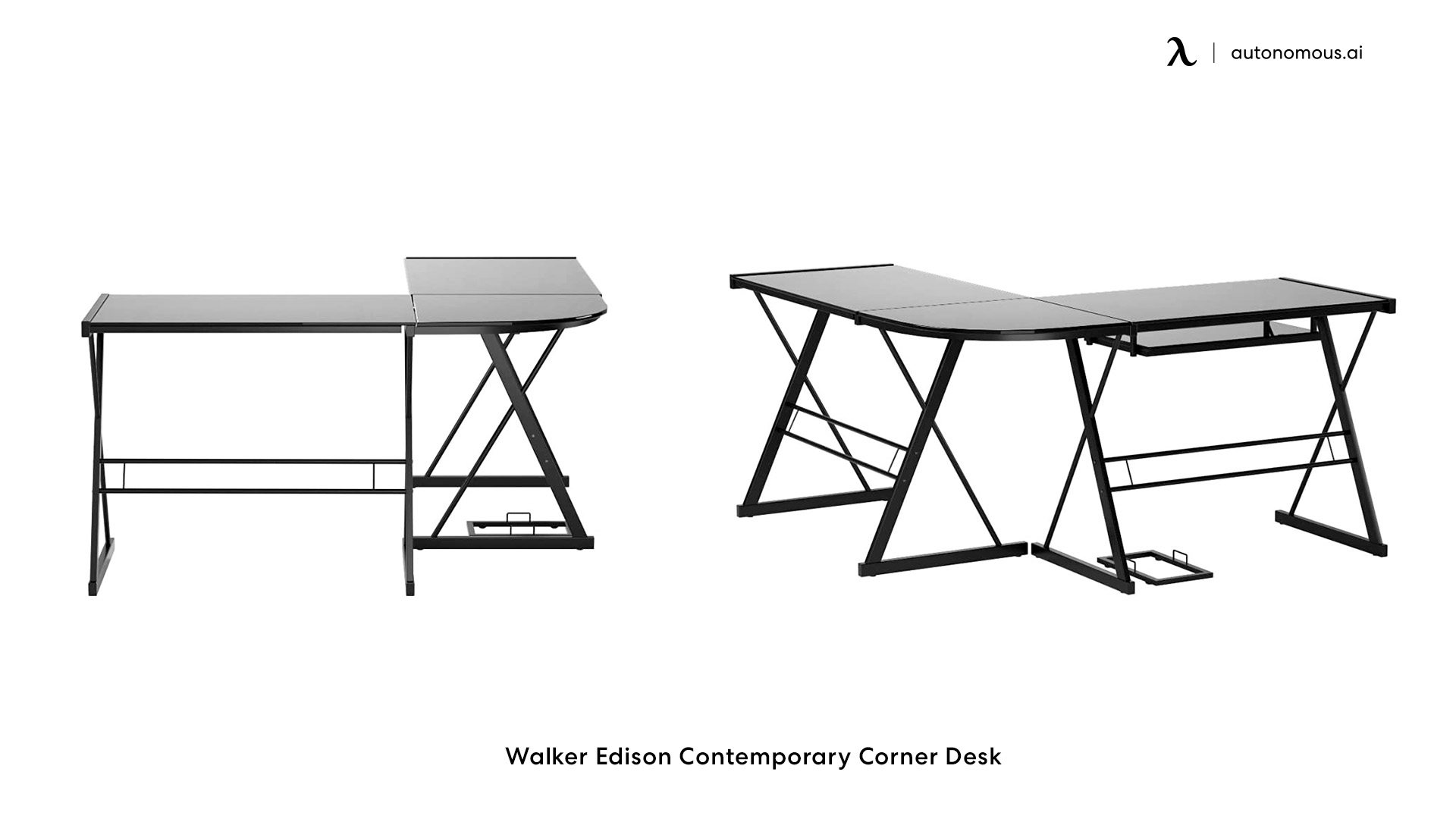 Walker Edison Ellis Modern L Shape Gaming Desk with Keyboard Tray