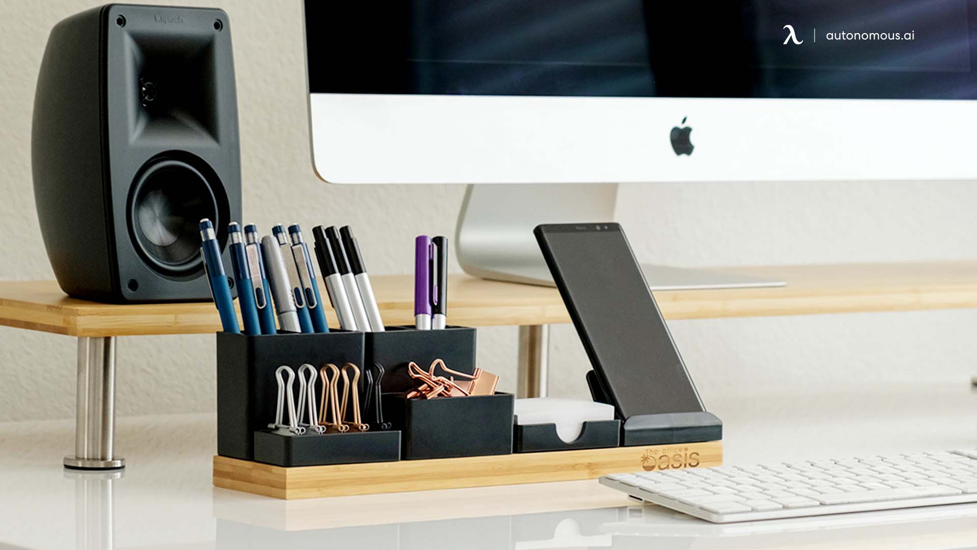 Black desk organizer