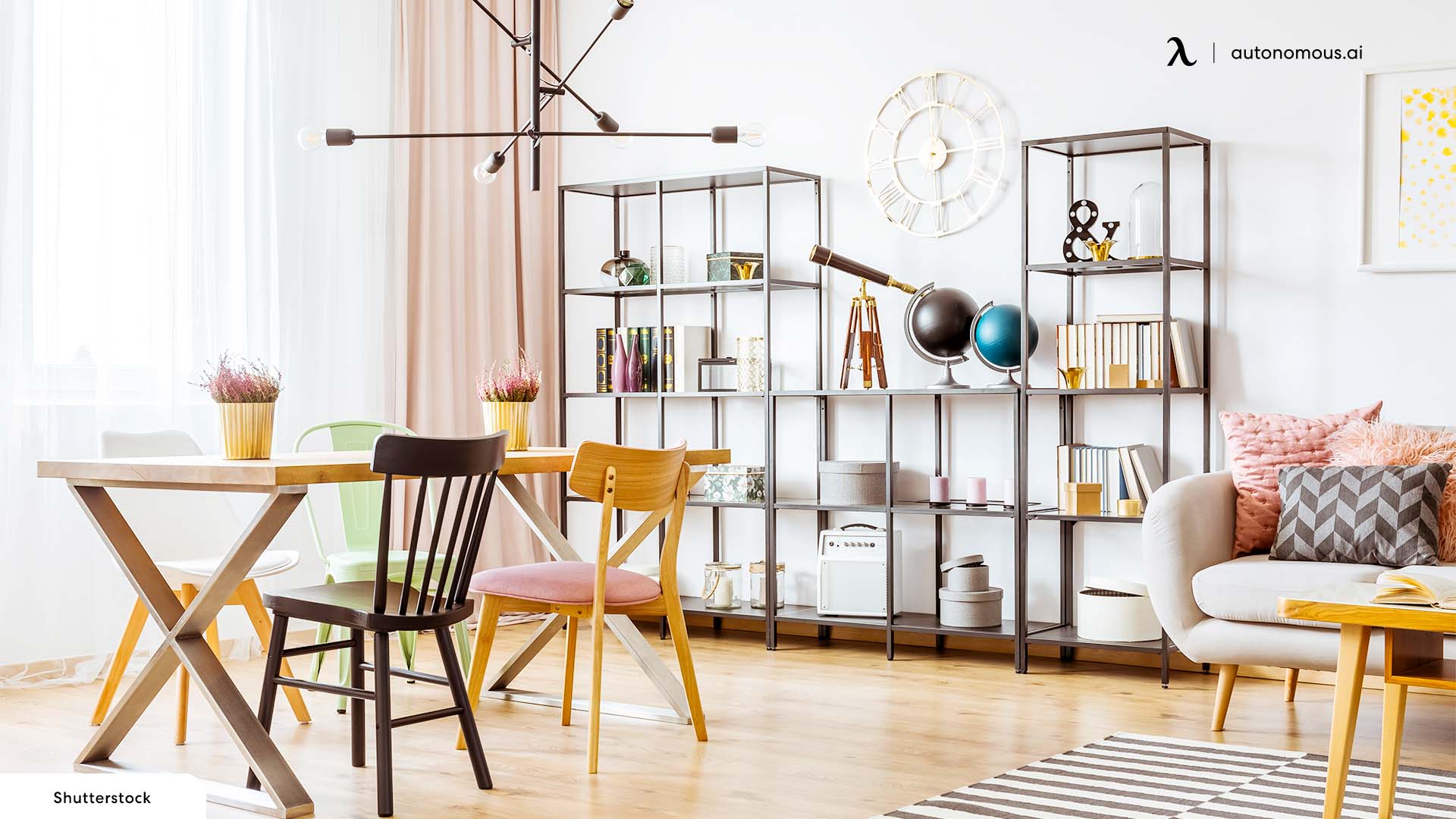 Home office Shelving idea with pipes