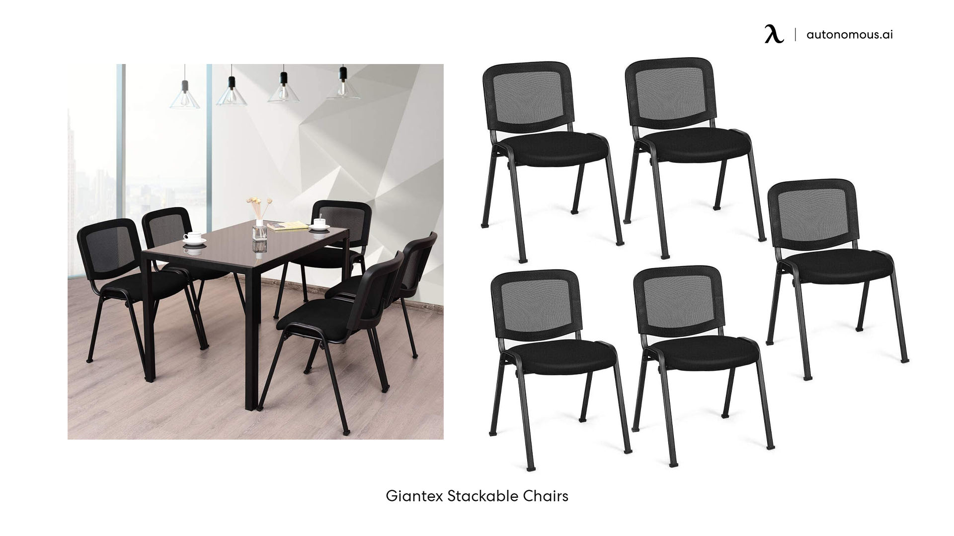 Giantex Stackable conference chairs with wheels