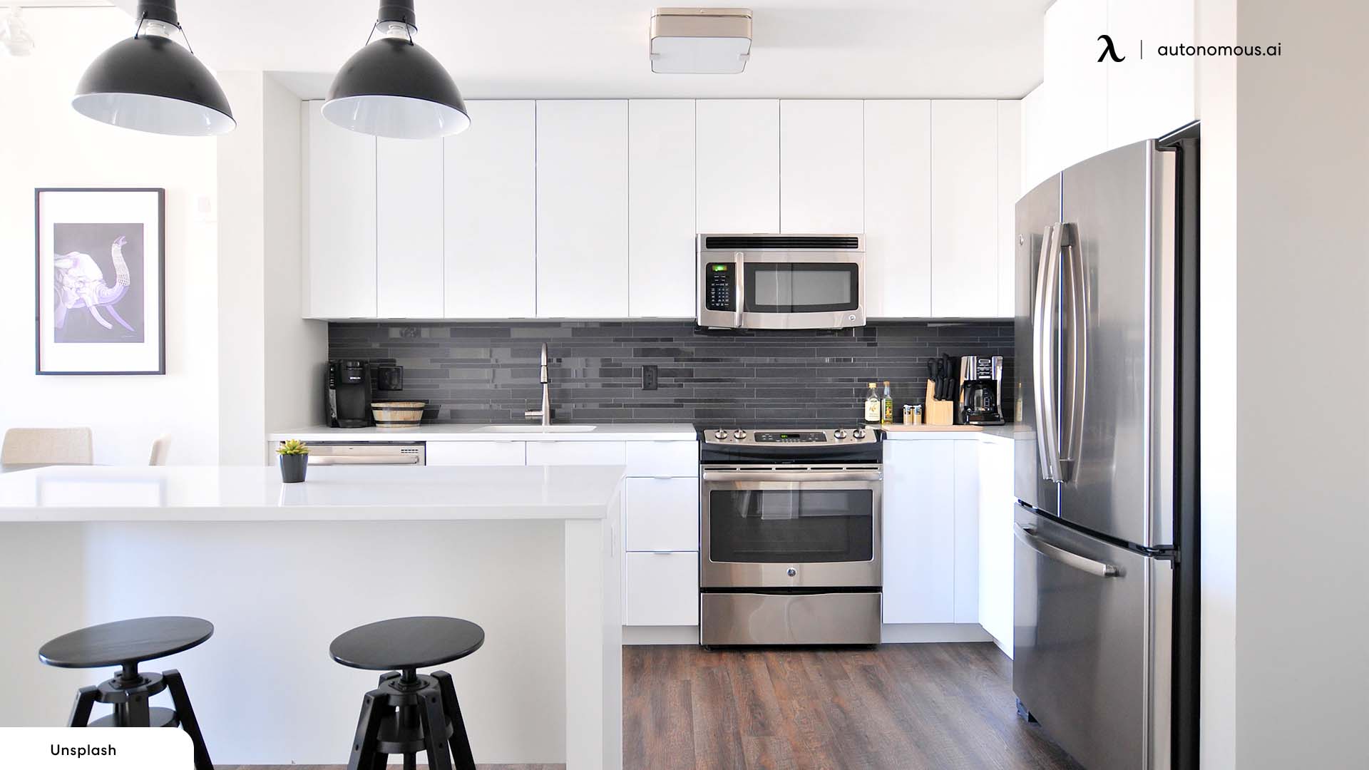 Home office for two in a small kitchen space