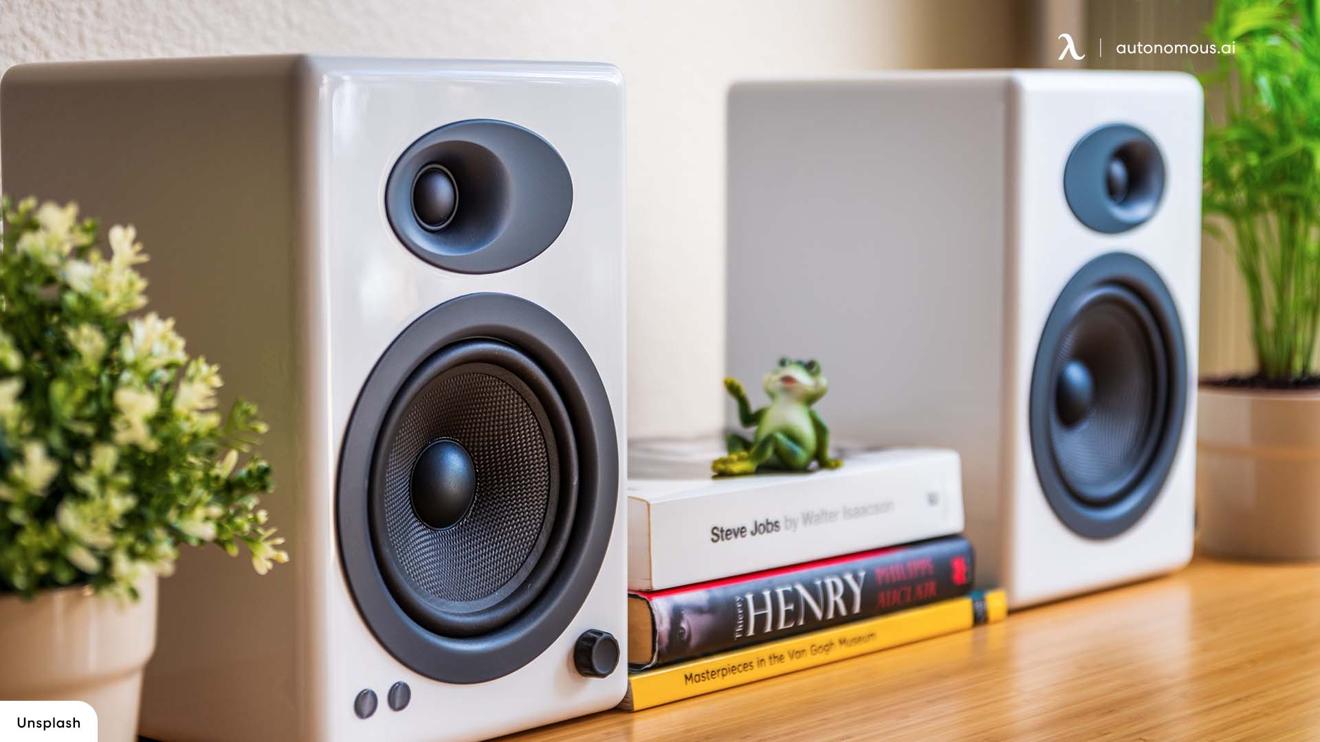 Speakers in white home office