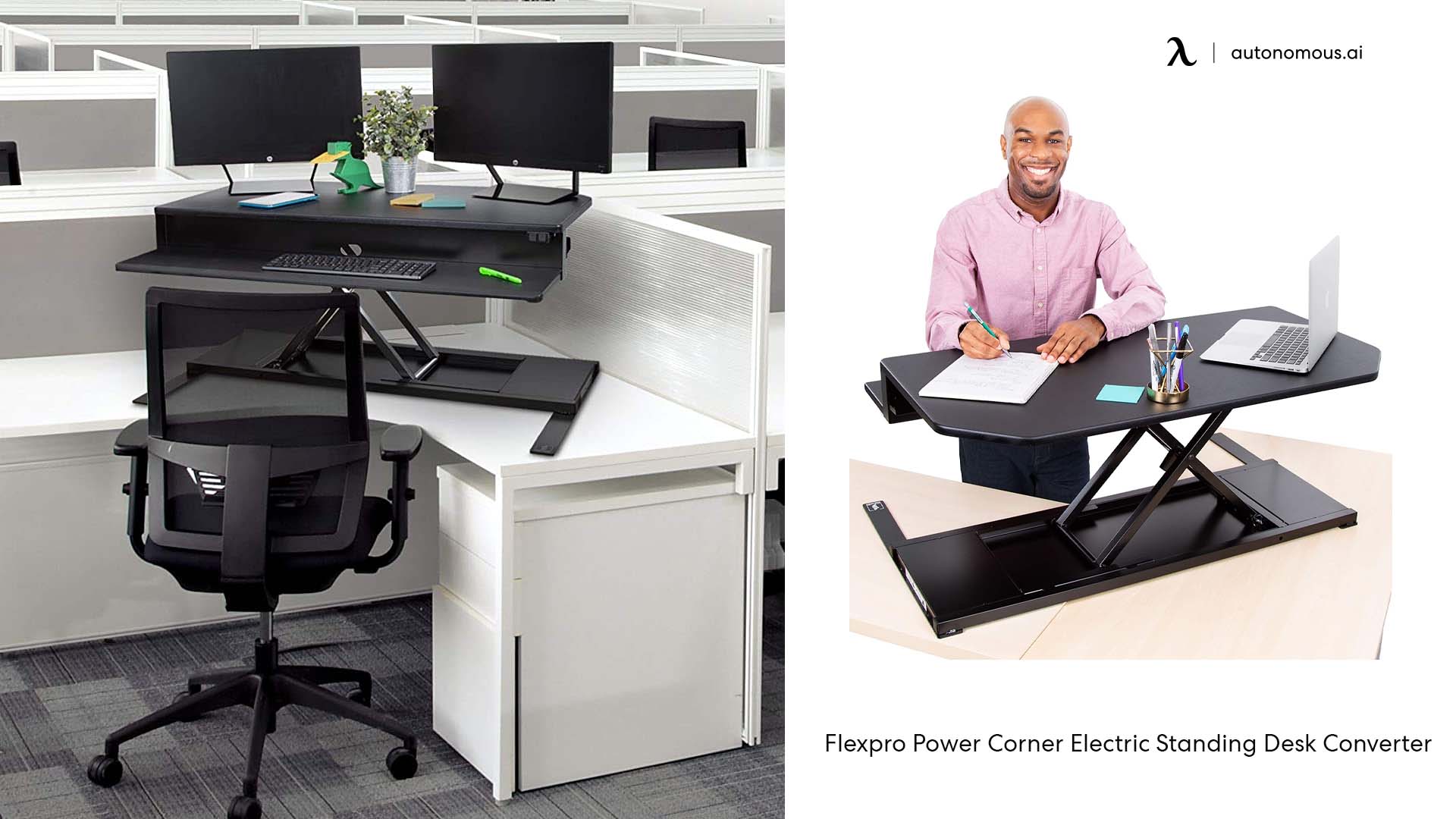 Flexpro Power Corner Electric Standing Desk Converter