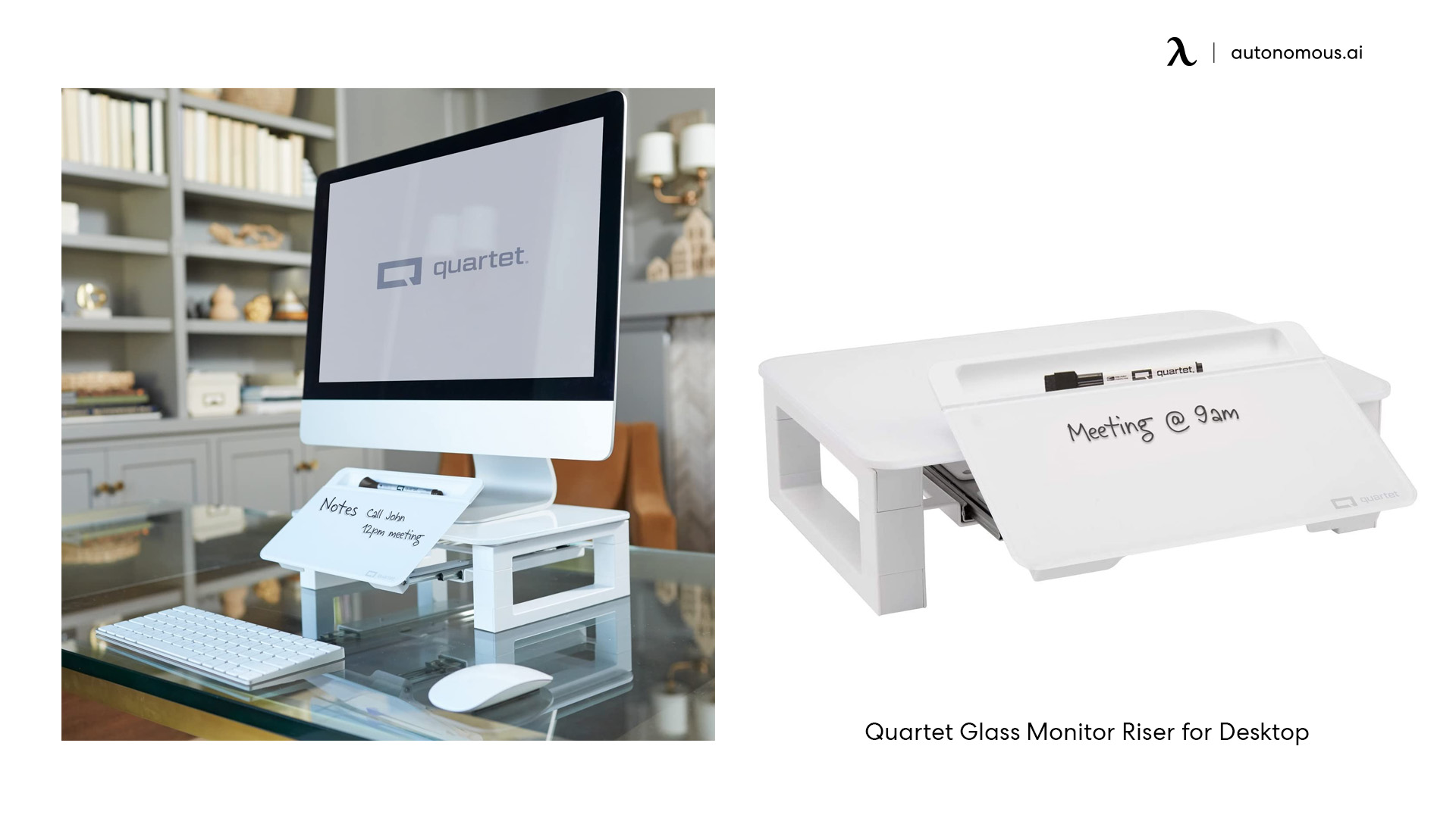 Quartet Glass monitor stand with organizer