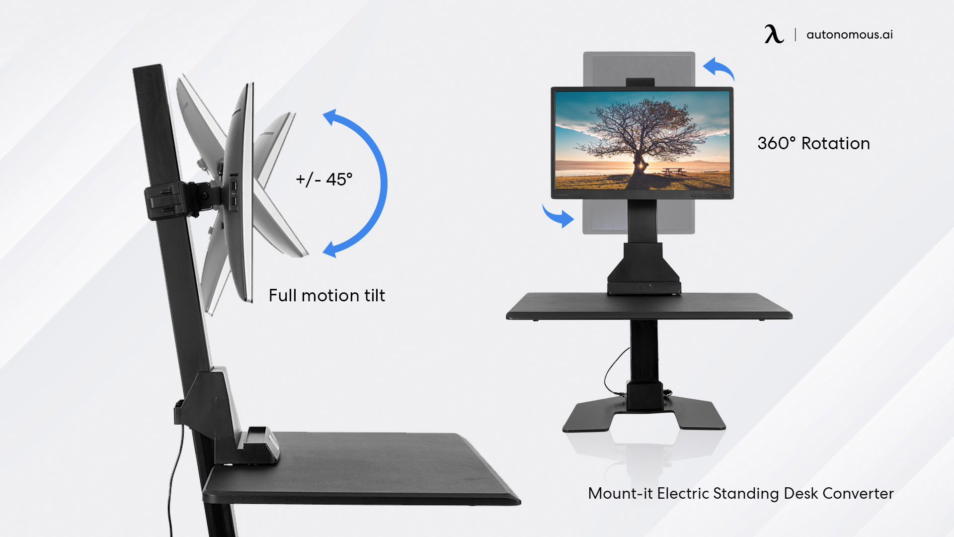 Electric Monitor Riser by Mount-It! black desk riser