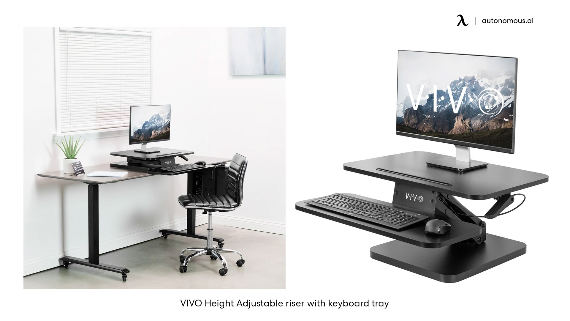 VIVO Height Adjustable black desk riser