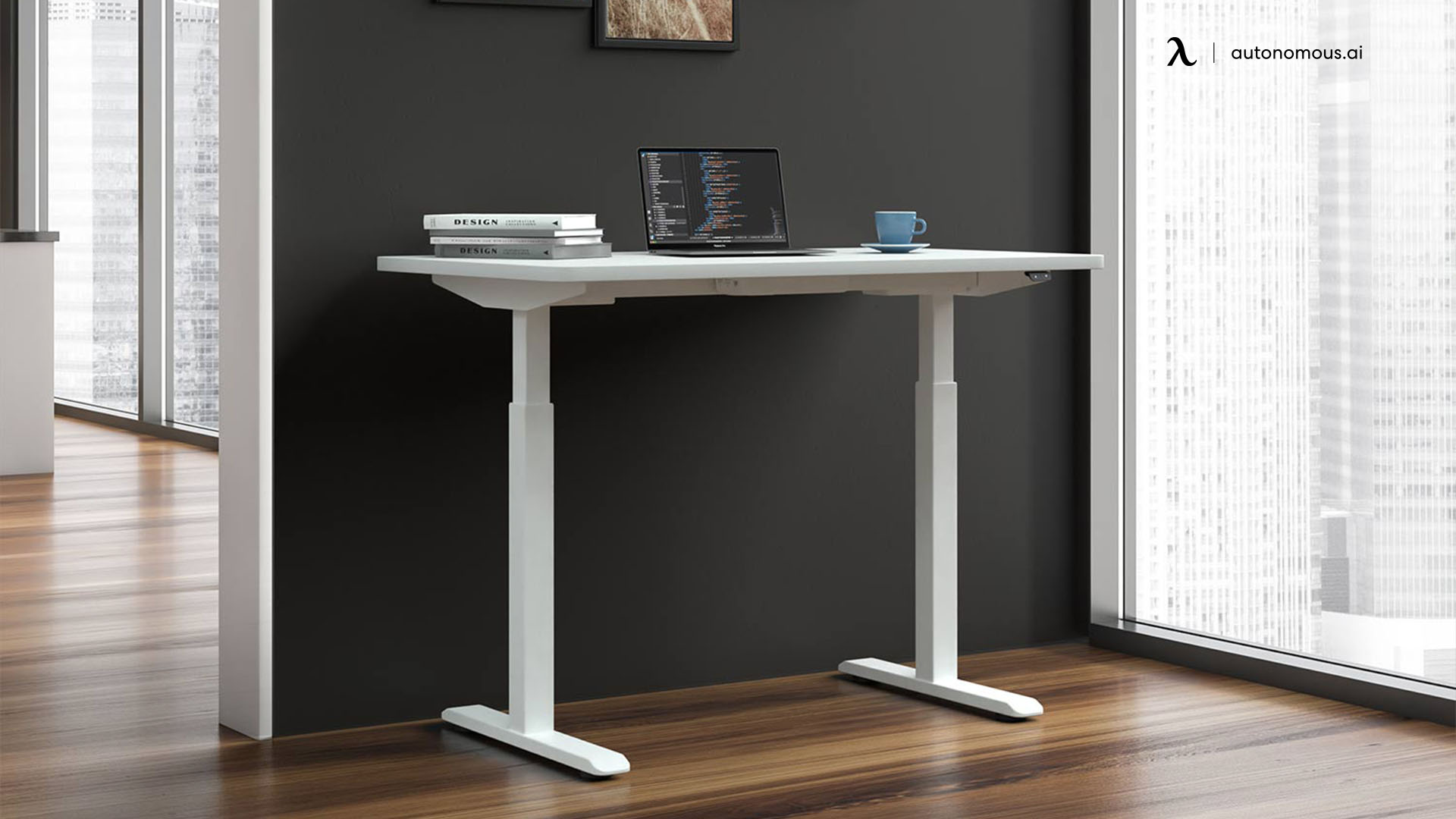 White Compact Standing Desk