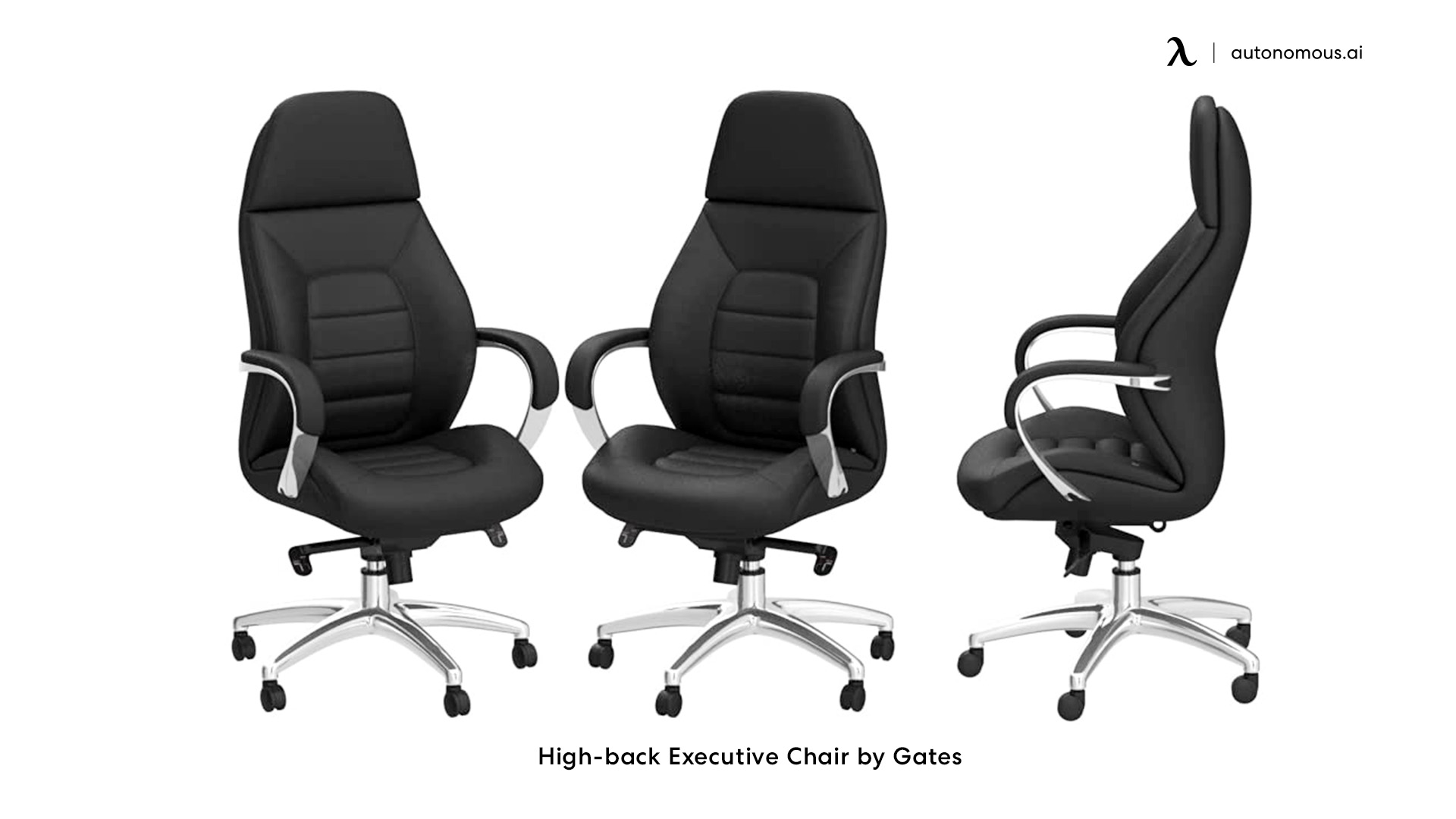 Gates Genuine Leather Aluminum Base High-Back Executive Chair