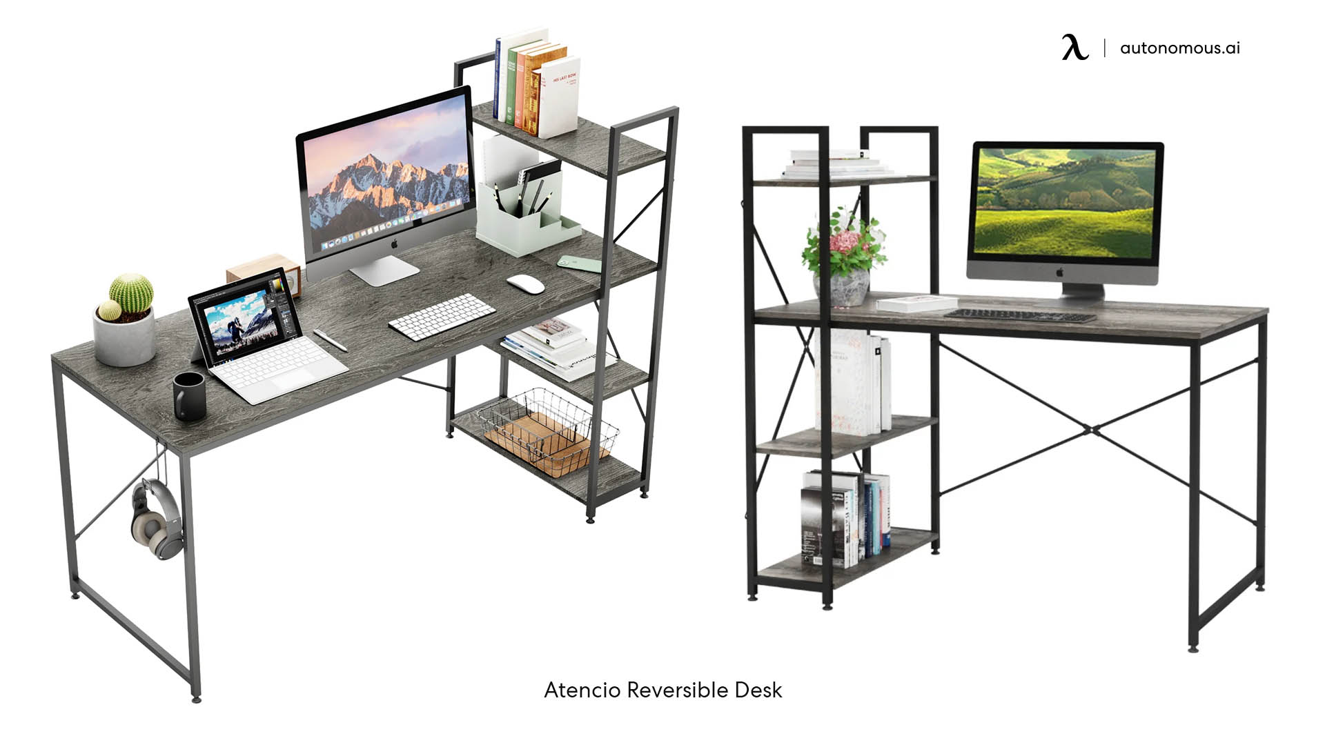 Atencio Reversible grey home office desk