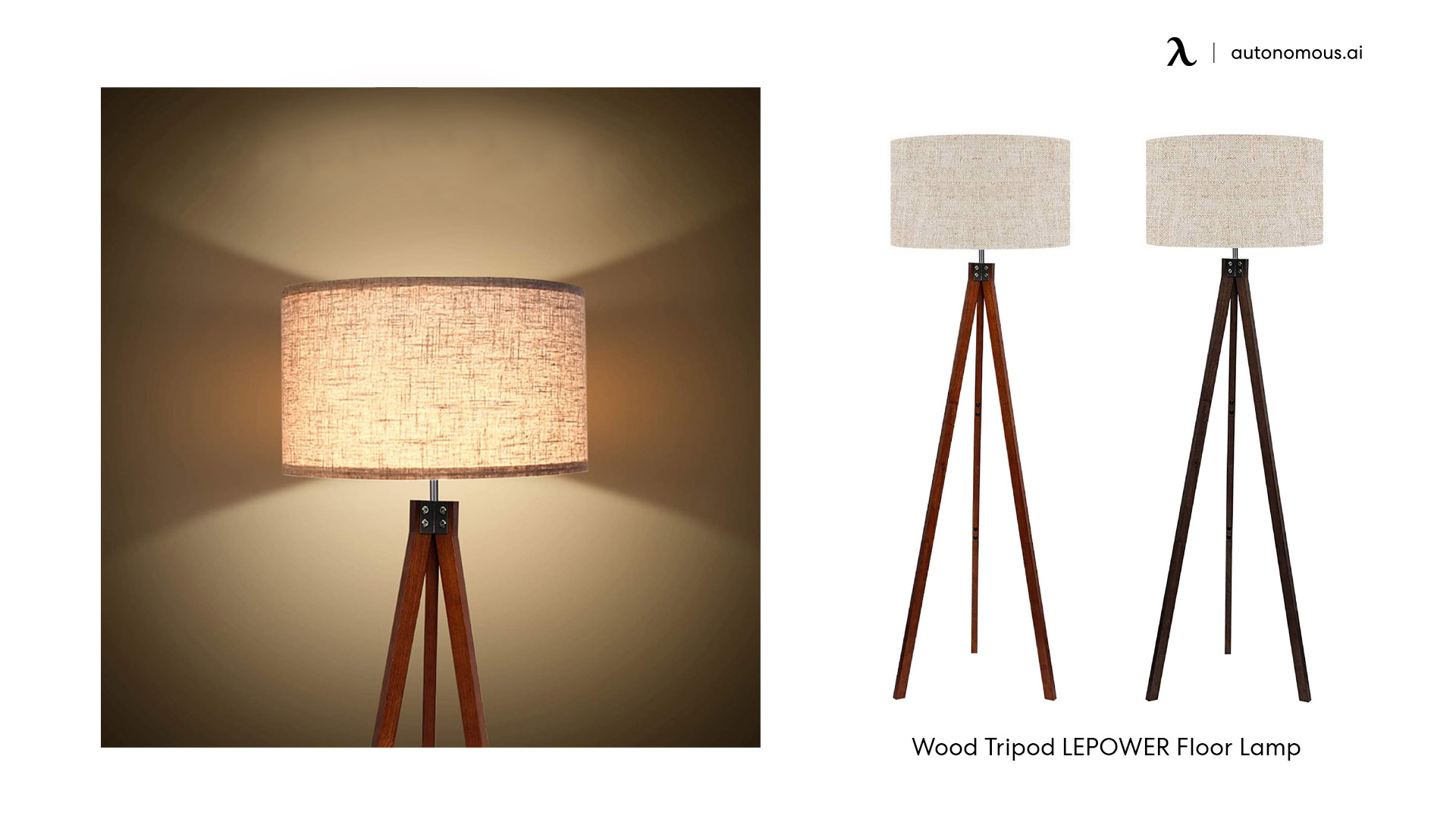Lepower Wooden Tripod retro floor lamp