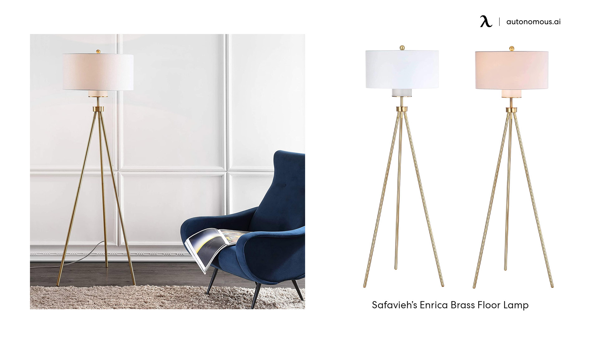 Safavieh’s Enrica brass floor lamps for living room