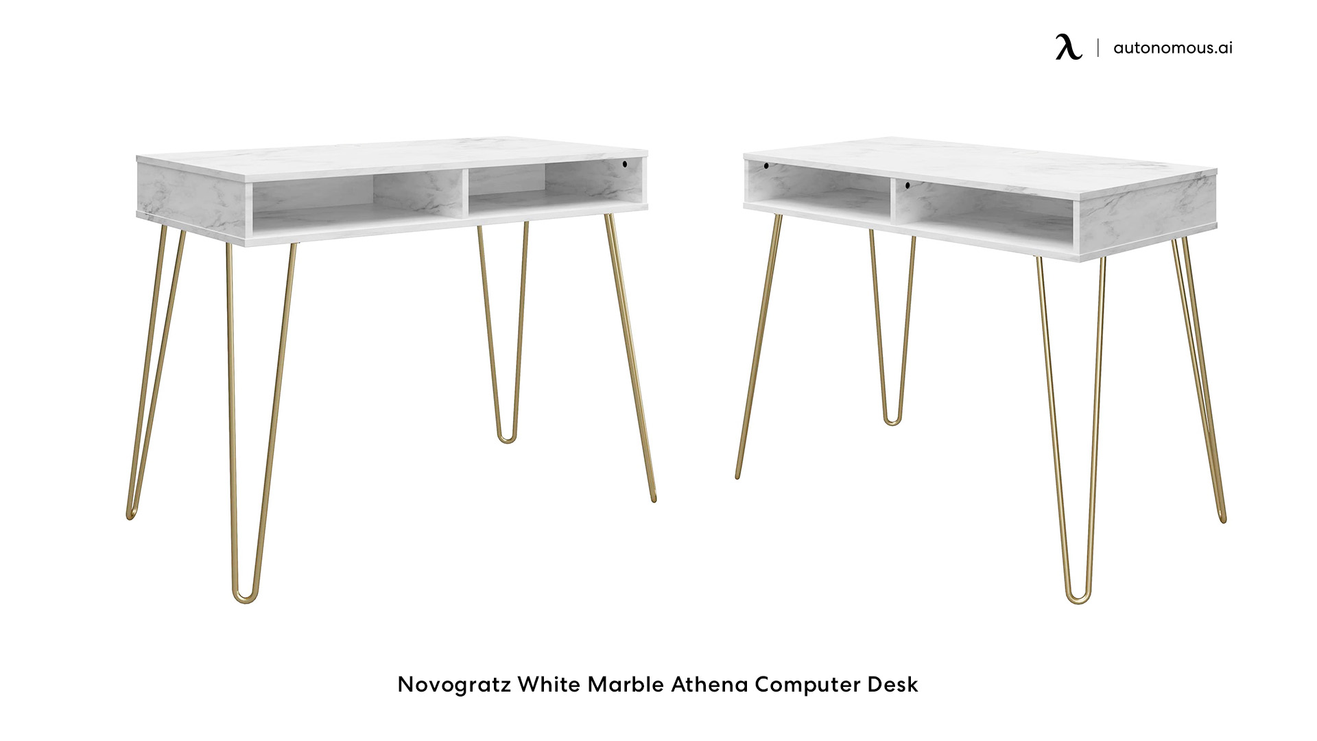 Novogratz White Marble Athena Computer Desk