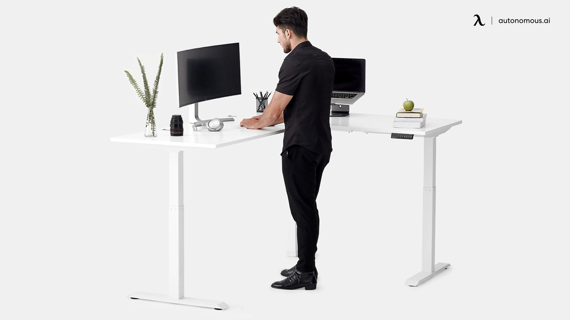 height adjustable desk with wireless charging