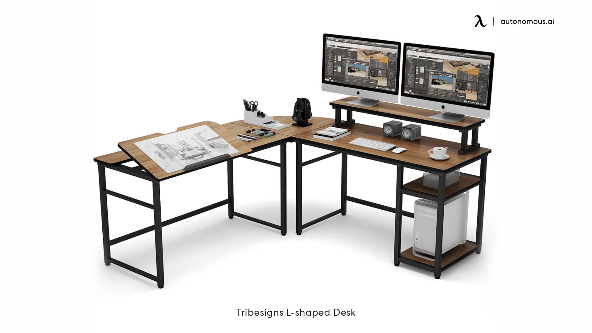 Tribesigns L-shaped desk for multiple computers